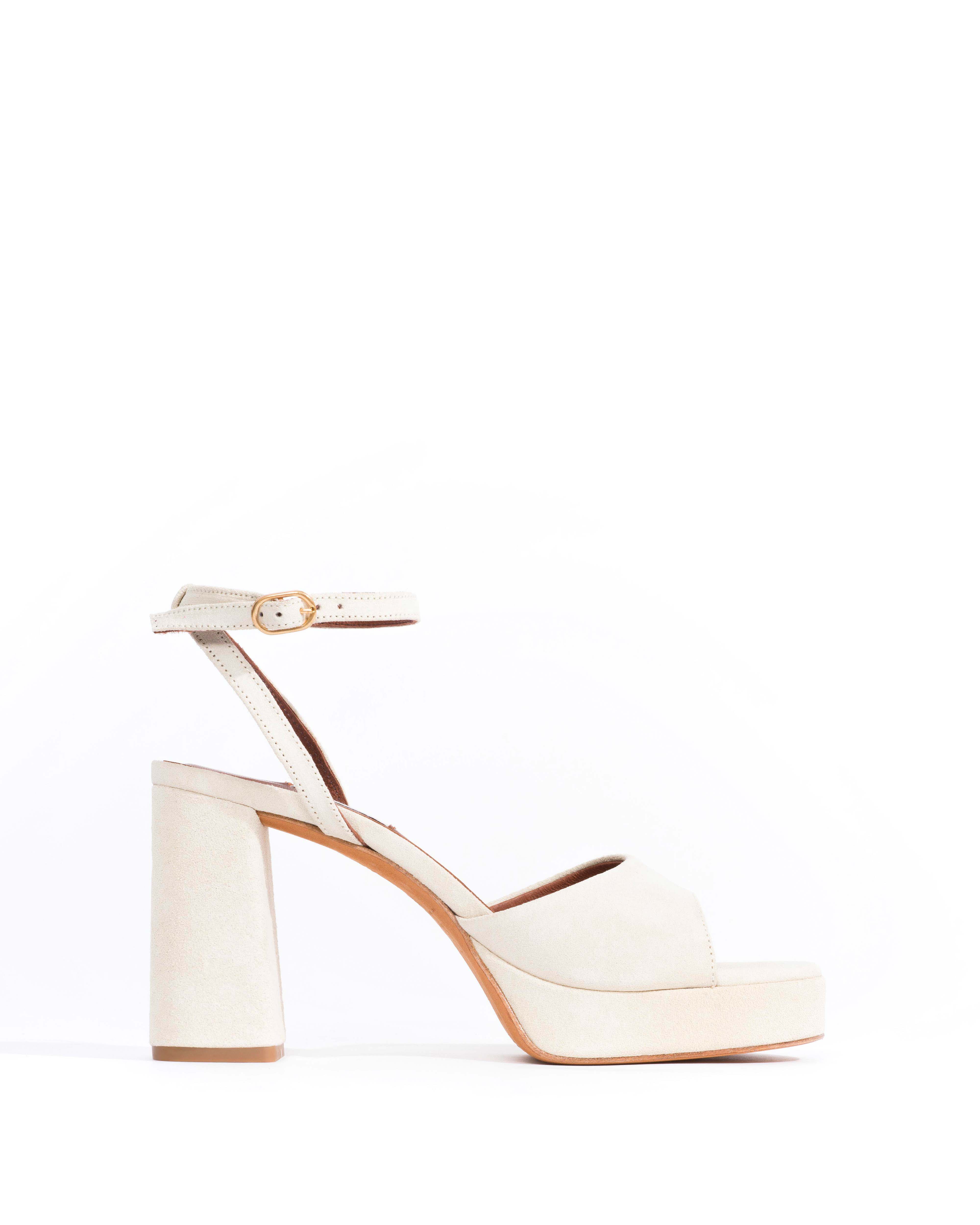 Jolie 85 platform Calf suede Antique white