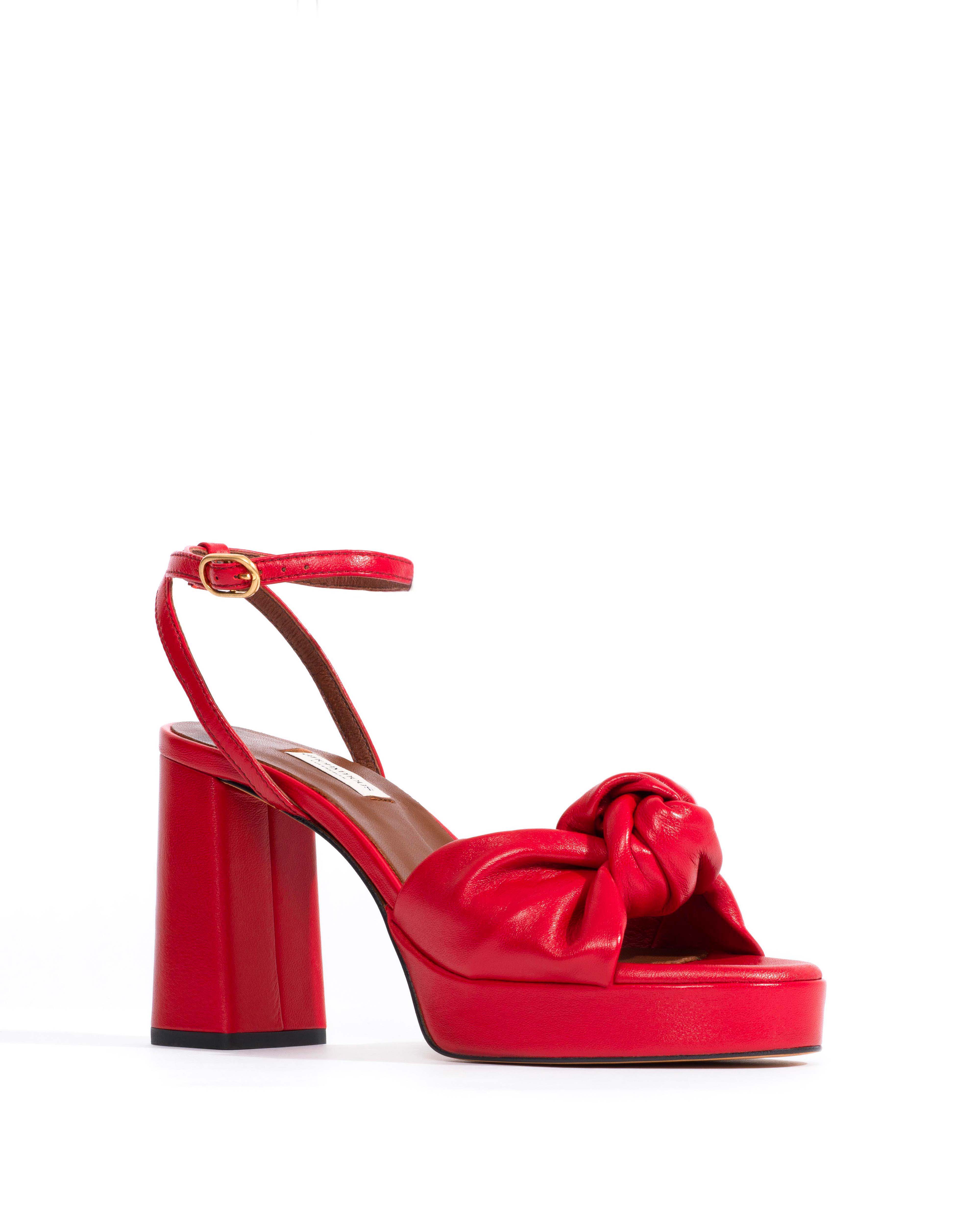Aliza 85 platform Shiny lamb Ruby red