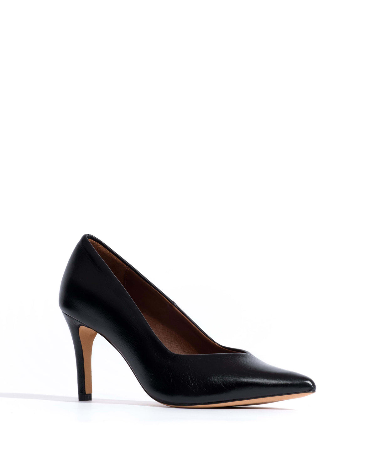 Trini 75 Crinkled polished goat Black