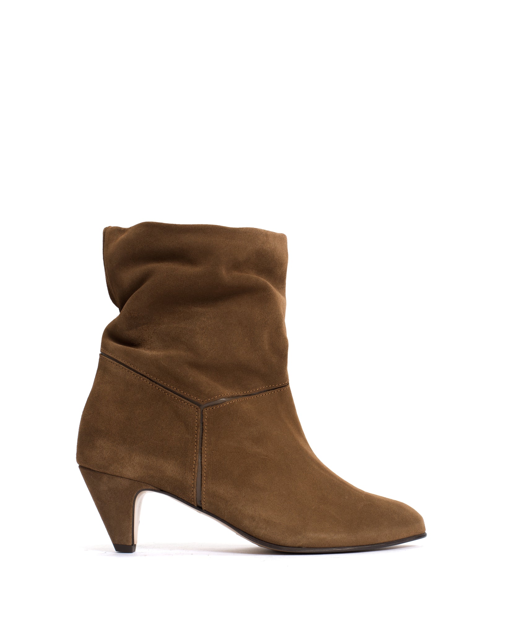 Jassi 50 stiletto Calf suede & sleek leather Cinnamon & Dark taupe - Anonymous Copenhagen