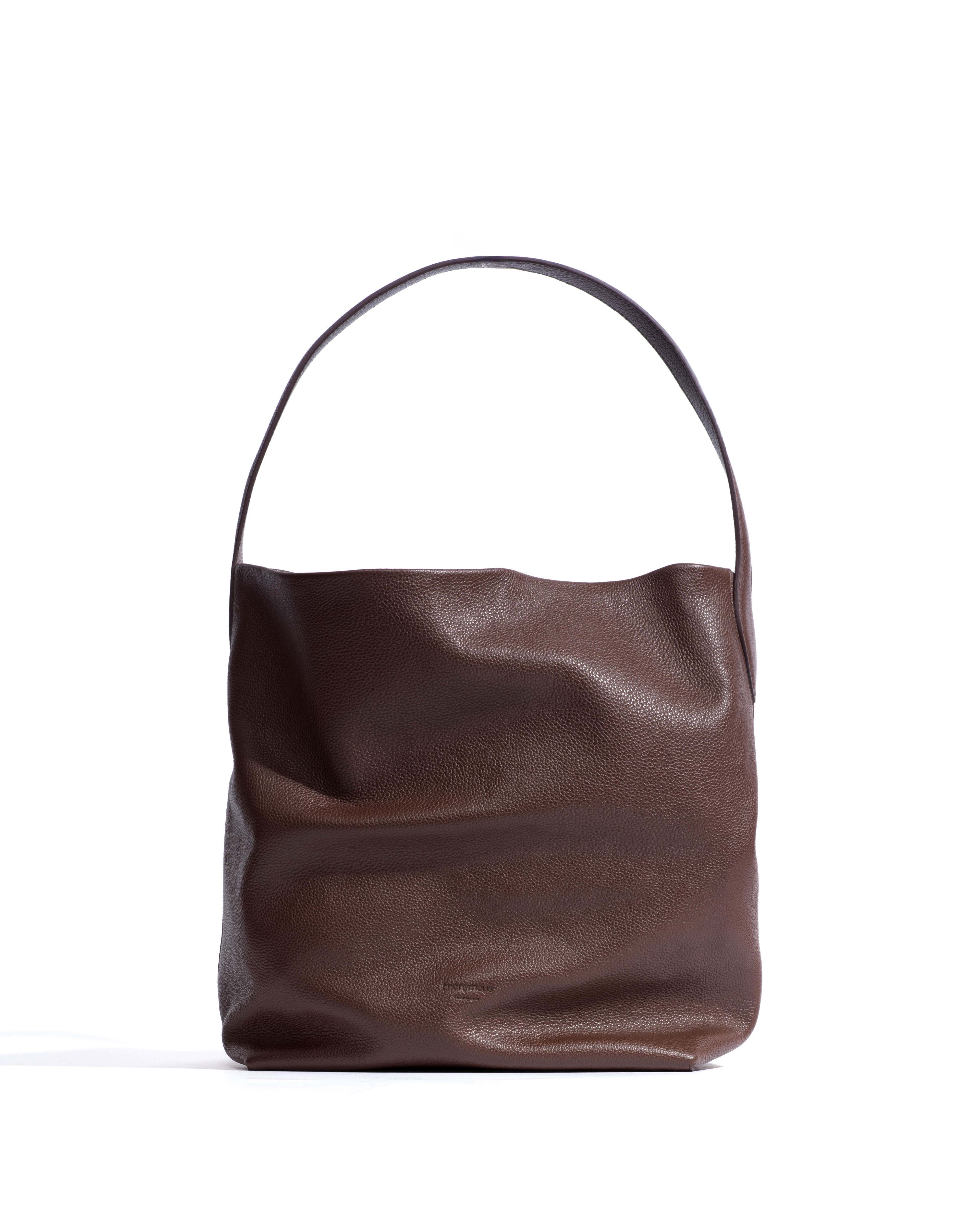 Versa slouchy everyday bag Pebbled soft calf Chocolate