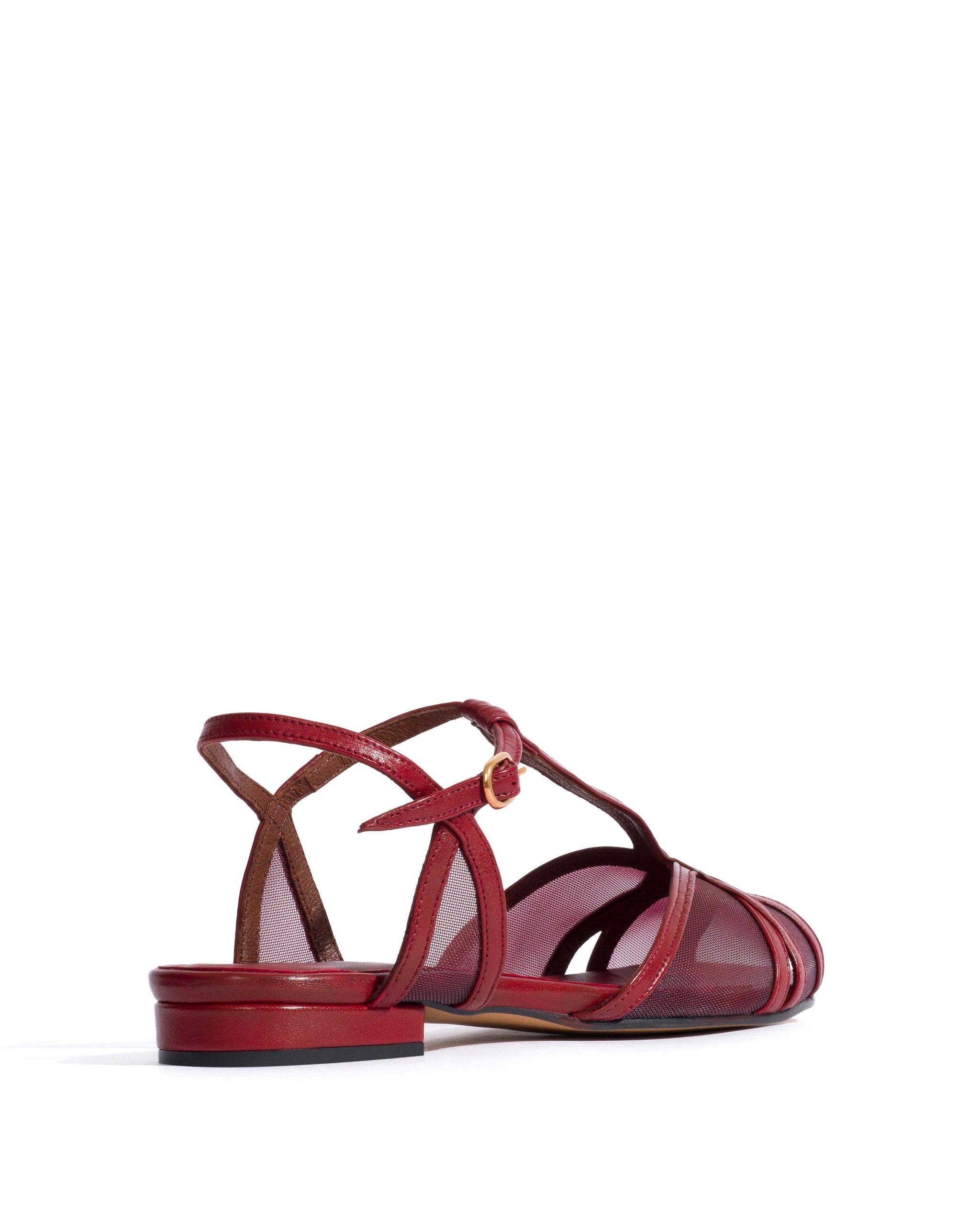 Therese 20 mesh Shiny lamb & mesh Pomegranate - Anonymous Copenhagen Flat sandals