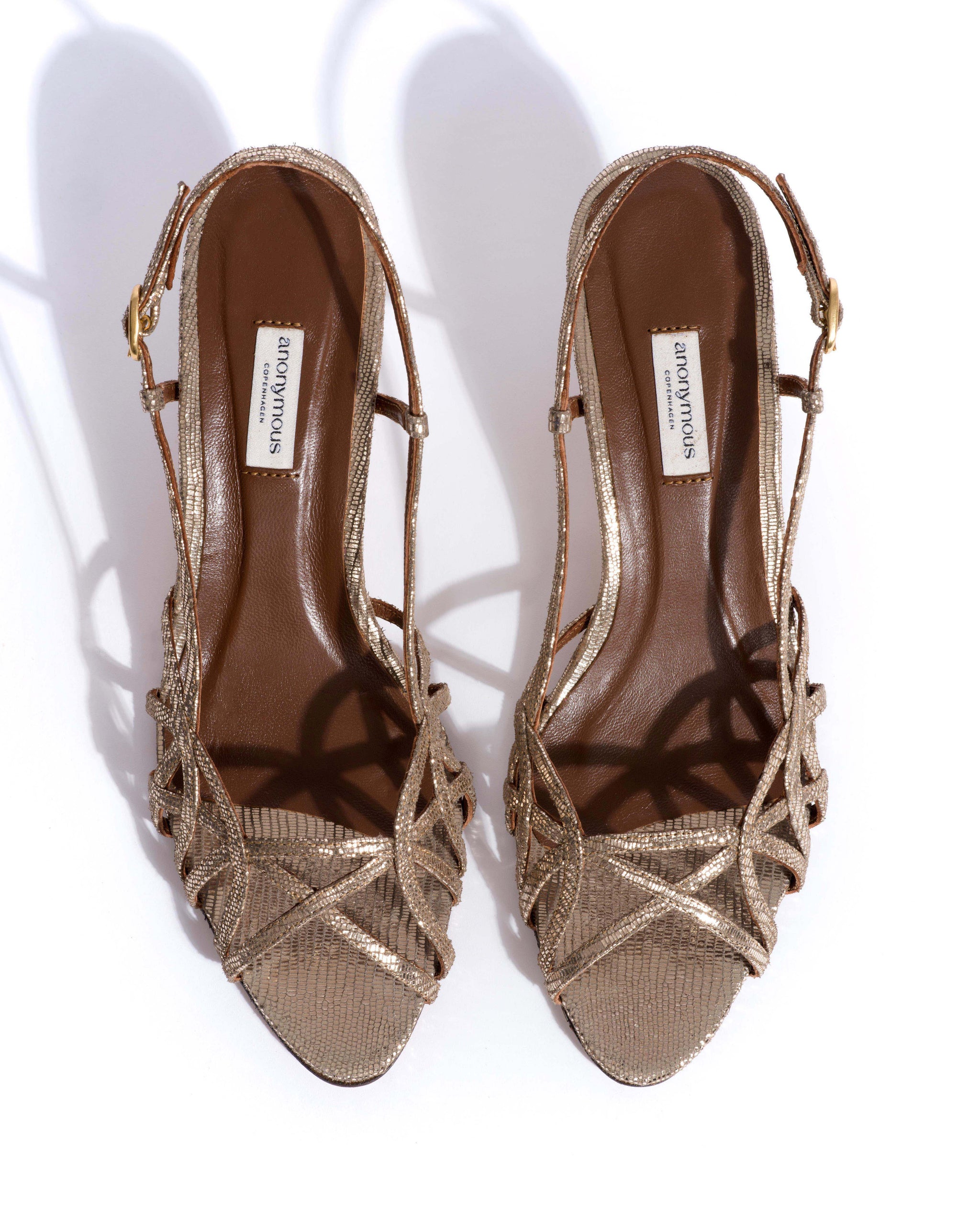 Scarlett 50 kitten Lizard metallic goat Vintage champagne - Anonymous Copenhagen Heels