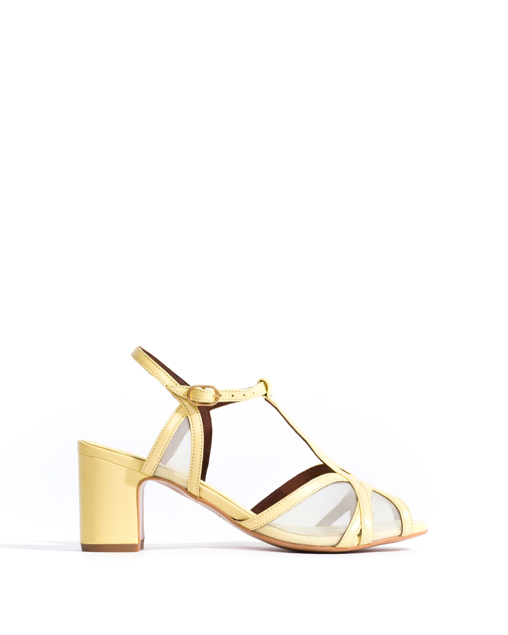 Therese 55 block mesh Shiny lamb & mesh Pineapple ice - Anonymous Copenhagen Heels