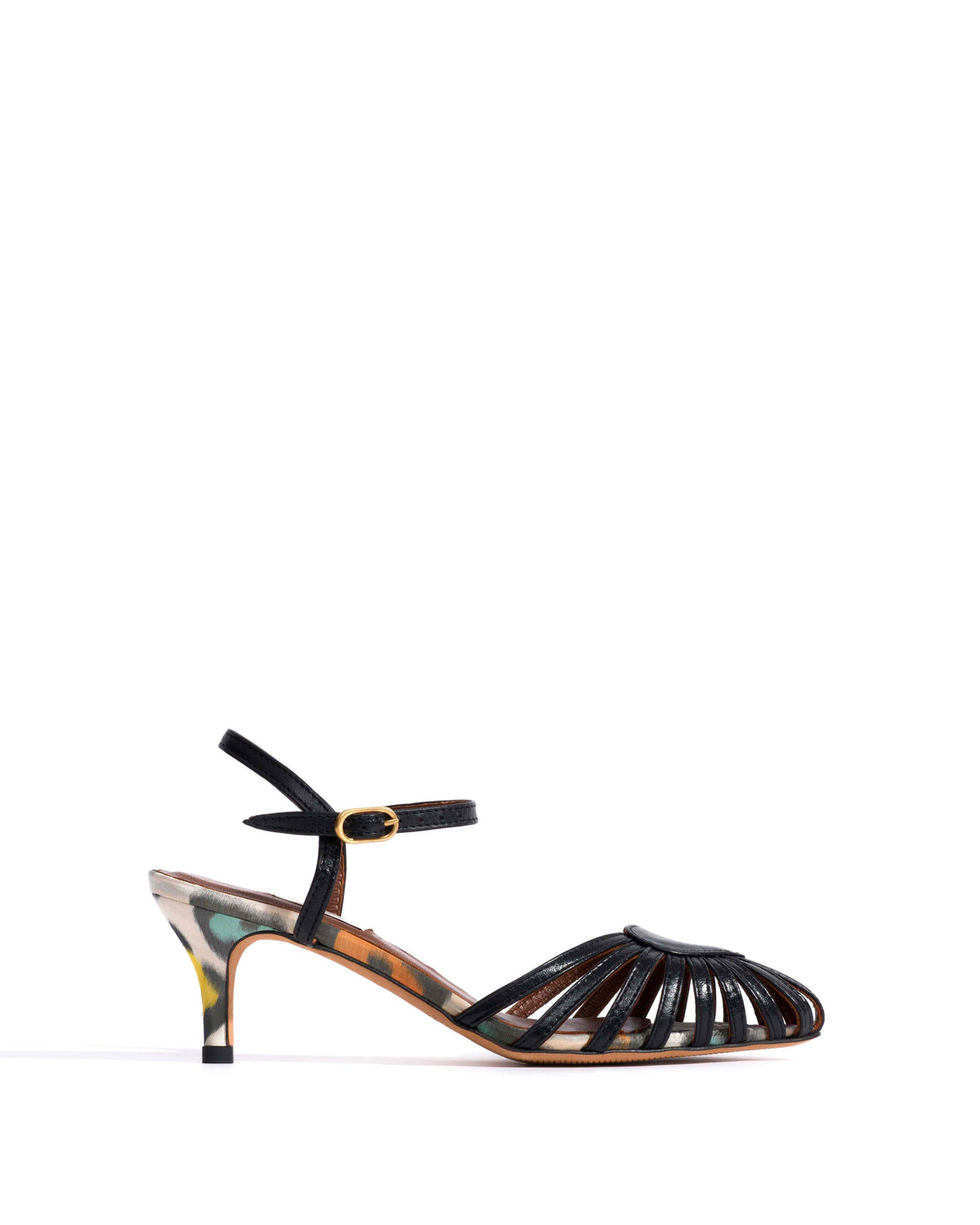 Keesha 55 Shiny lamb & satin print Black & multicolor leopard