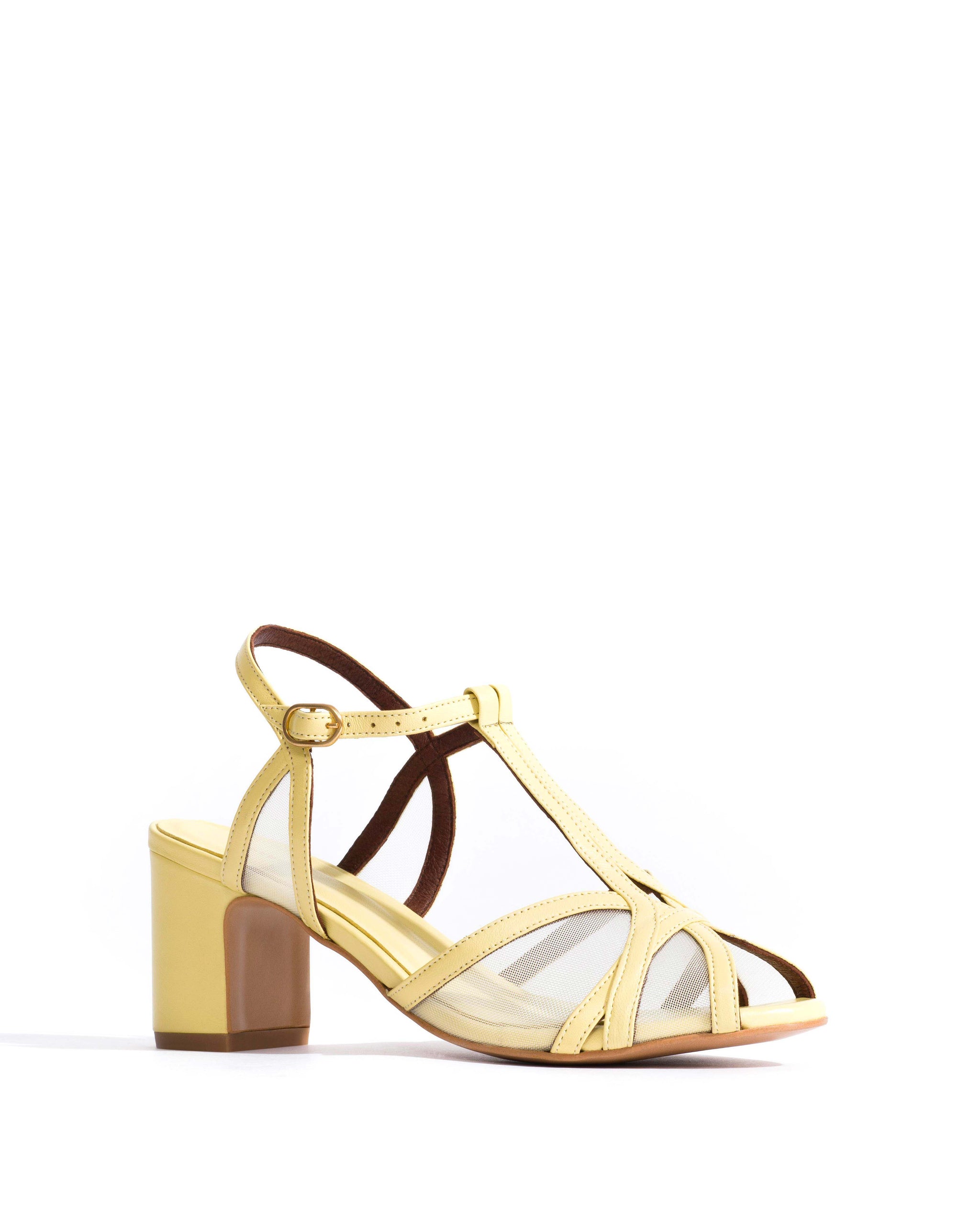 Therese 55 block mesh Shiny lamb & mesh Pineapple ice - Anonymous Copenhagen Heels