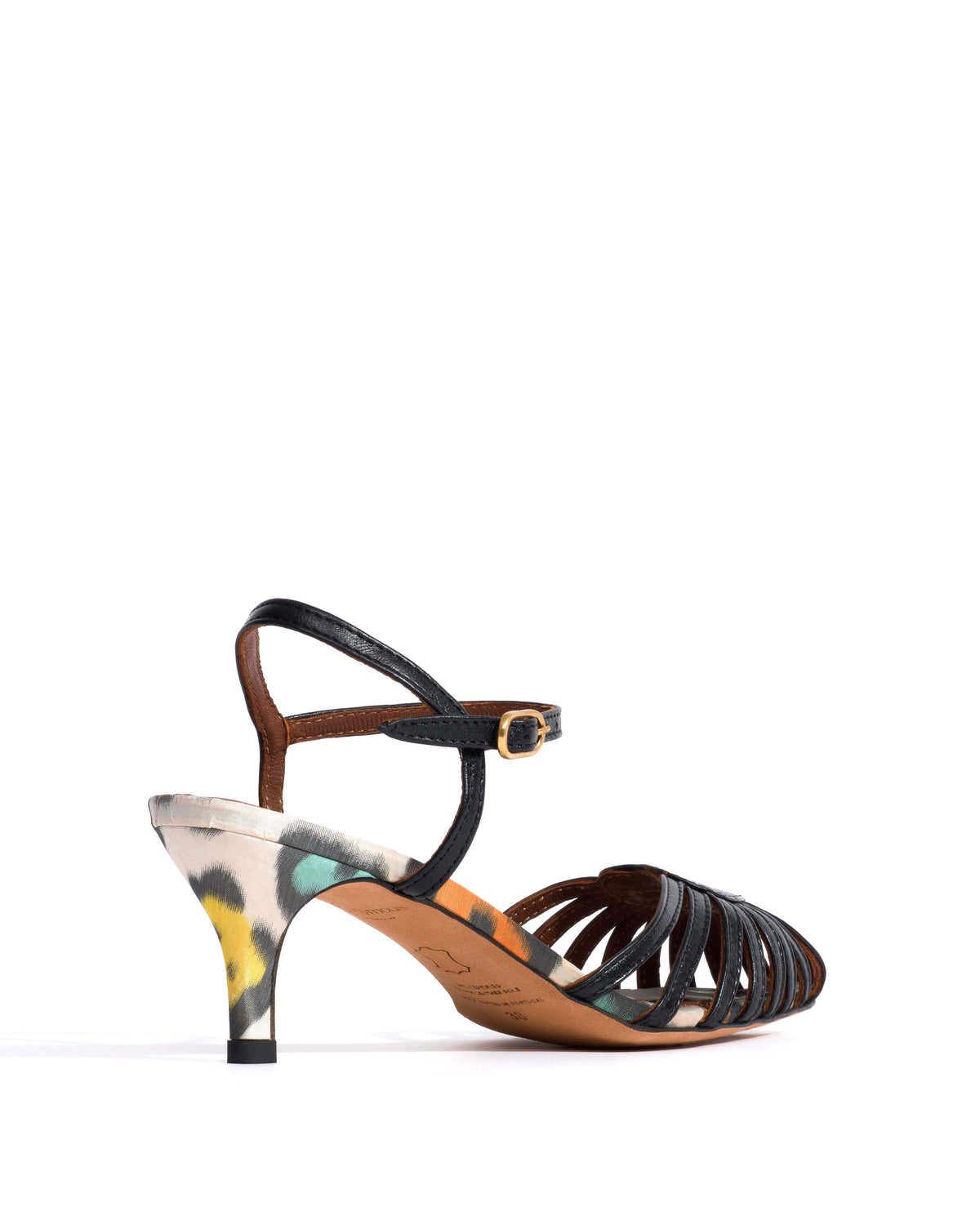 Keesha 55 Shiny lamb & satin print Black & multicolor leopard