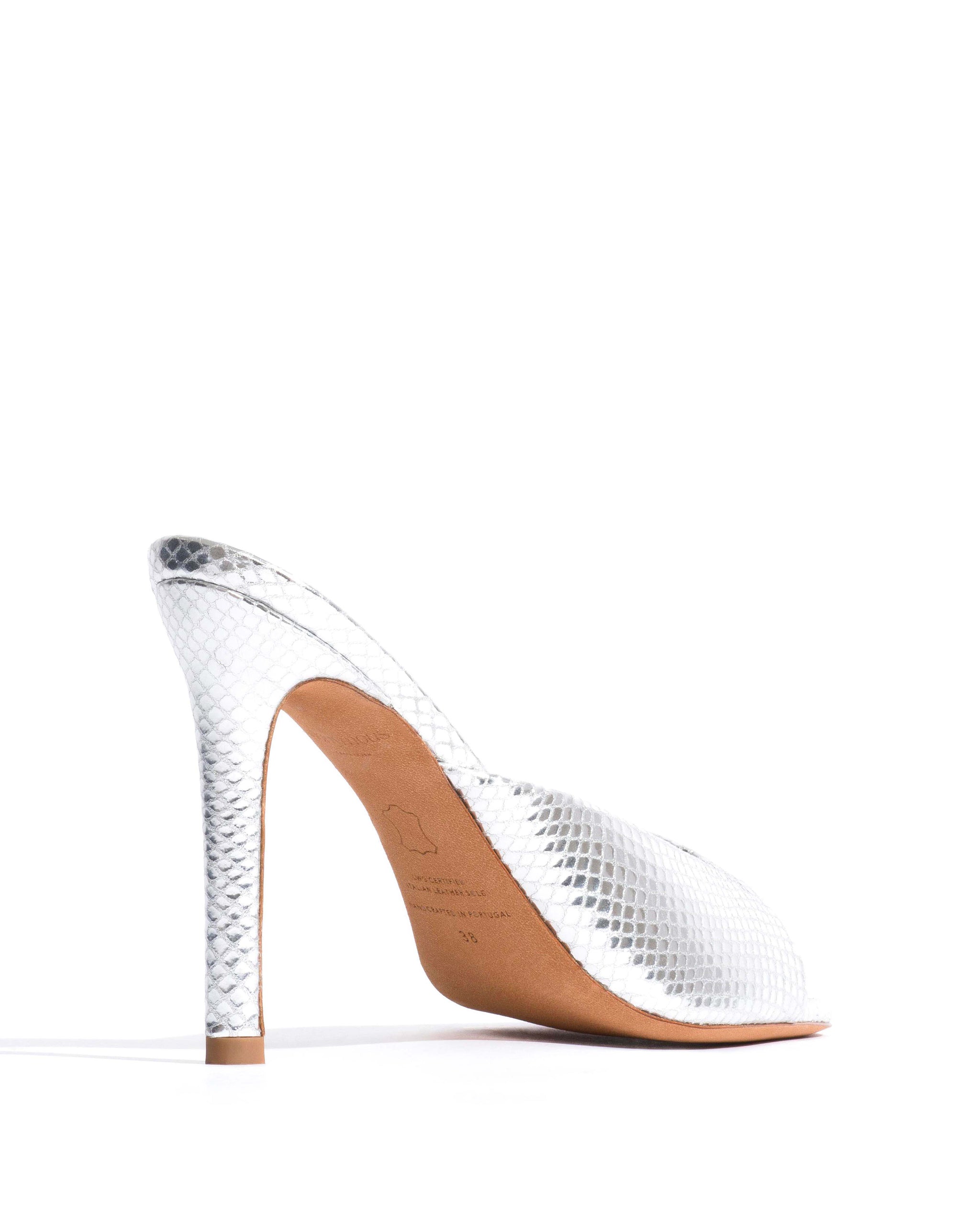 Mazy 100 Snake metallic calf Silver - Anonymous Copenhagen Heels
