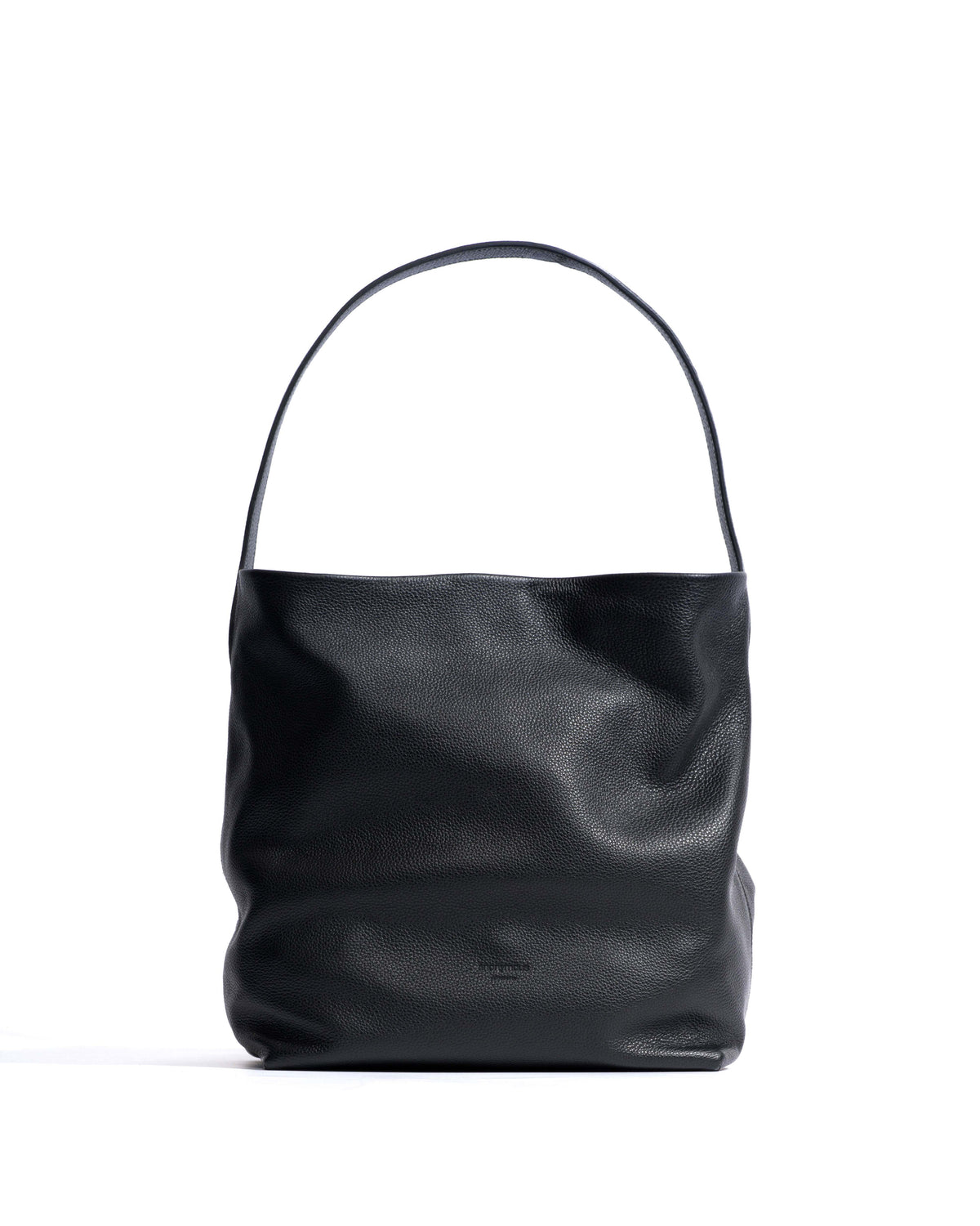 Versa slouchy everyday bag Pebbled soft calf Black
