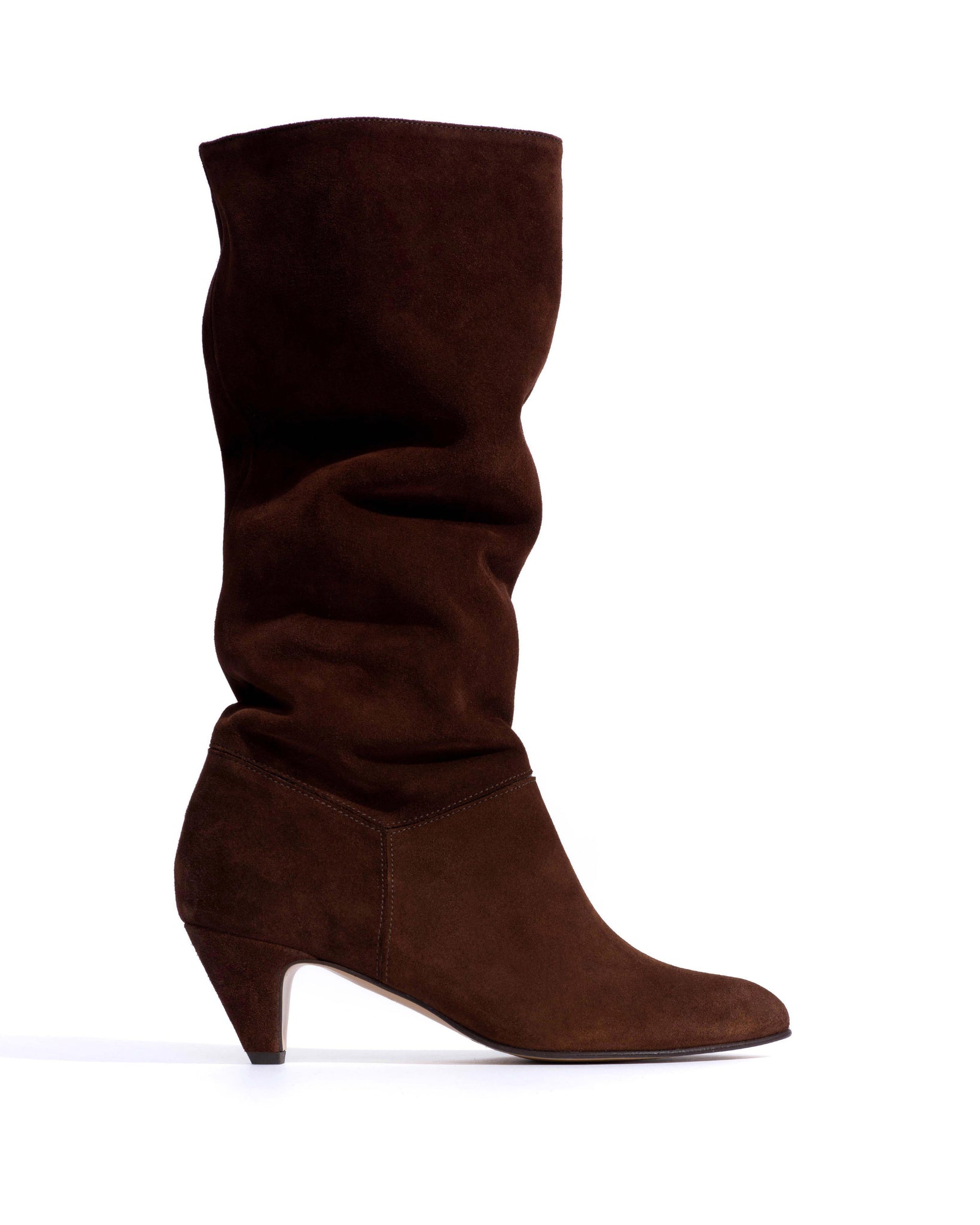 Jasmina 50 stiletto Calf suede & sleek leather Chocolate