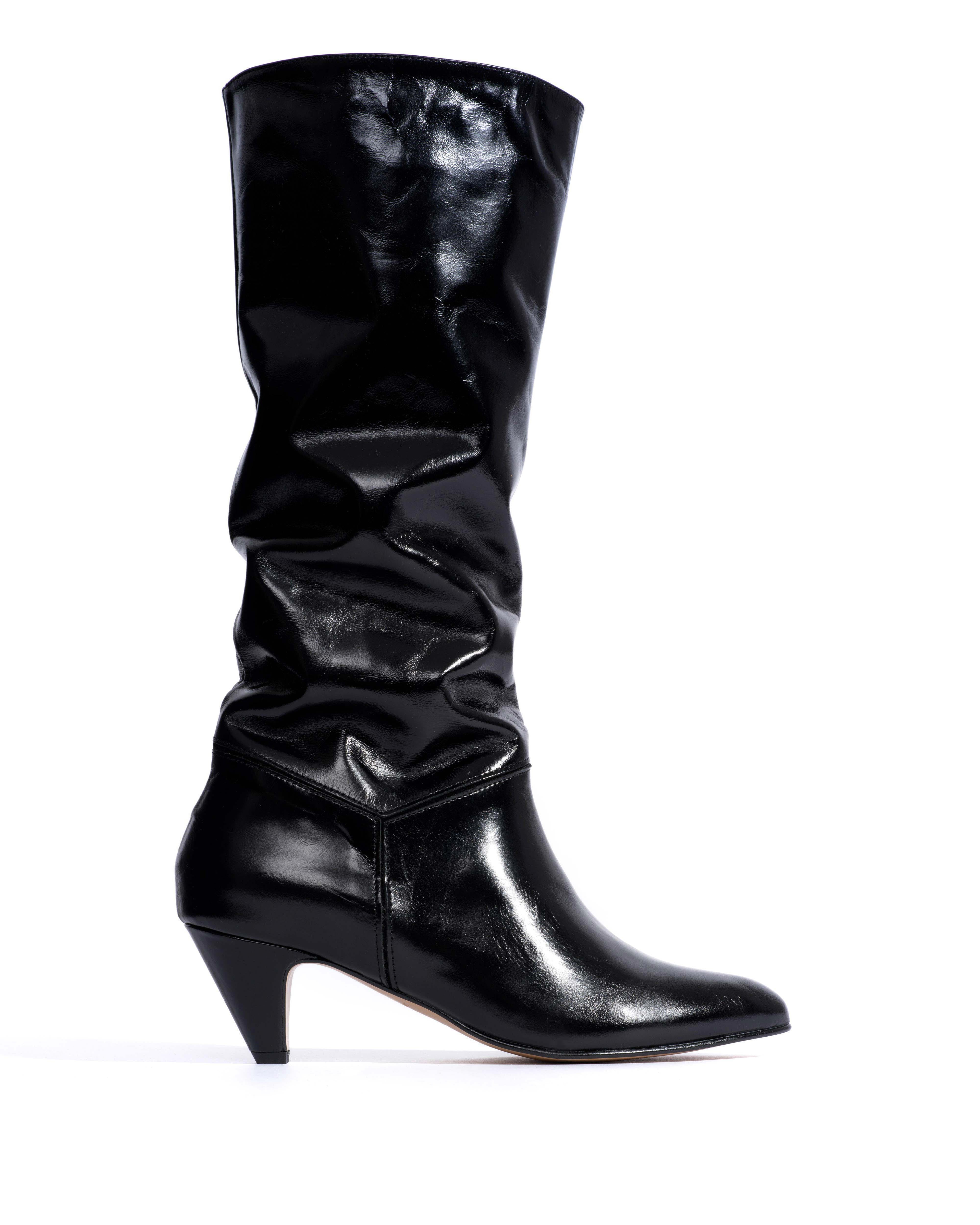 Jasmina 50 stiletto Crinkled polished goat & suede leather Black