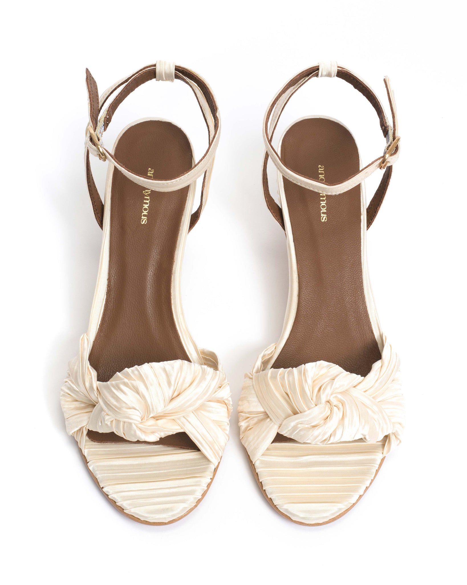 Aliza 50 stiletto Pleated satin Creamy white - Anonymous Copenhagen