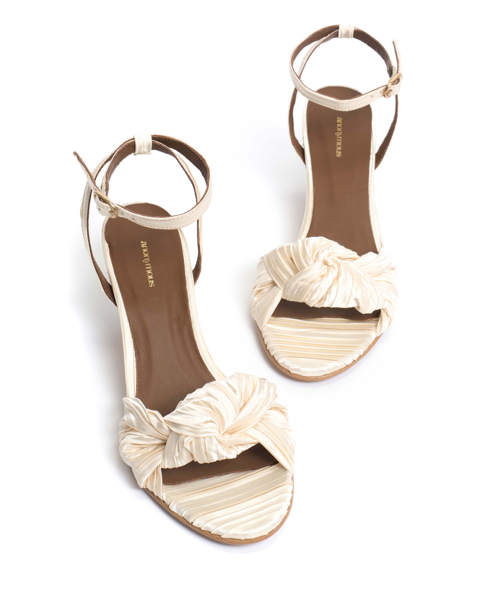 Aliza 50 stiletto Pleated satin Creamy white - Anonymous Copenhagen