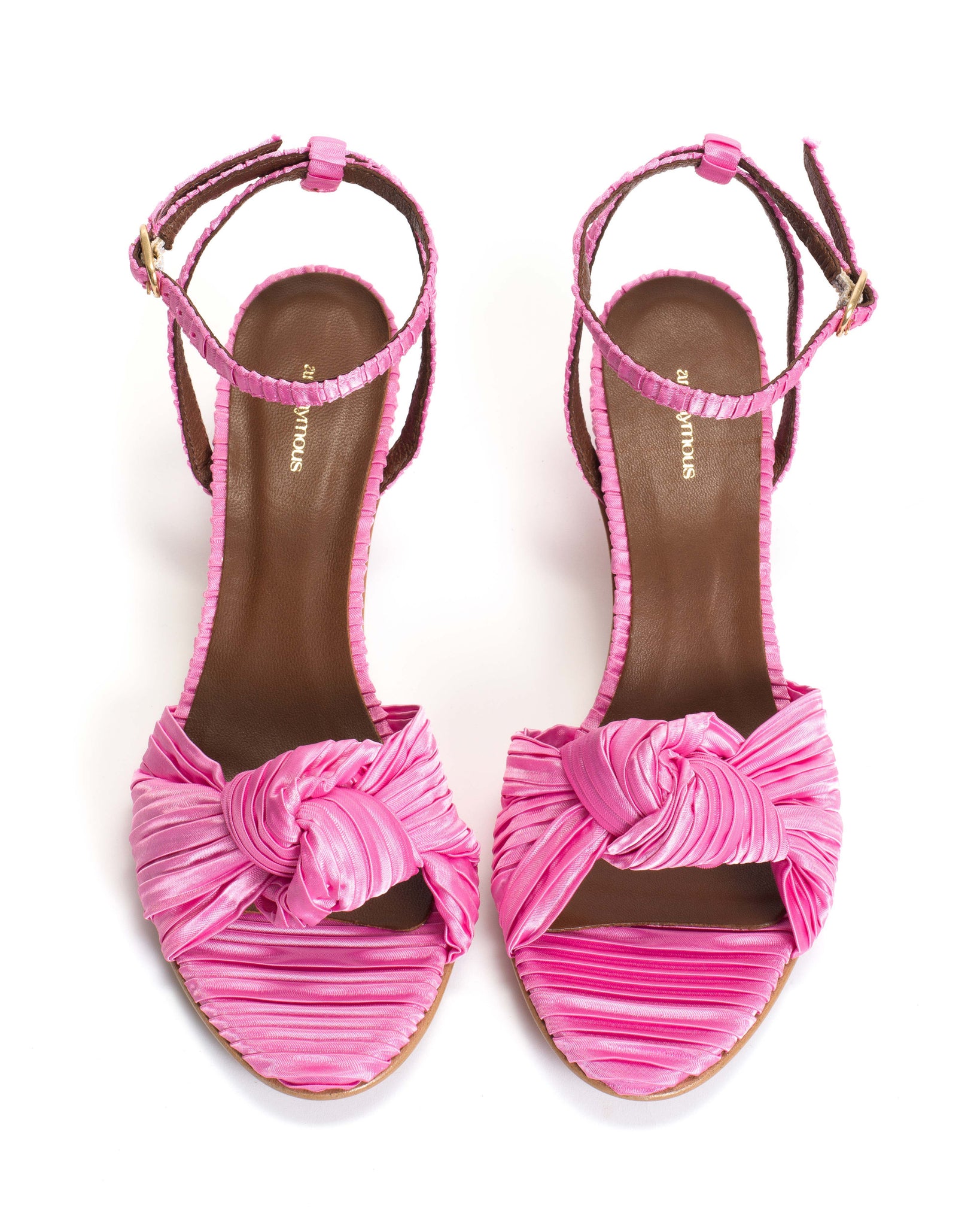 Aliza 50 stiletto Pleated satin Raspberry sorbet - Anonymous Copenhagen