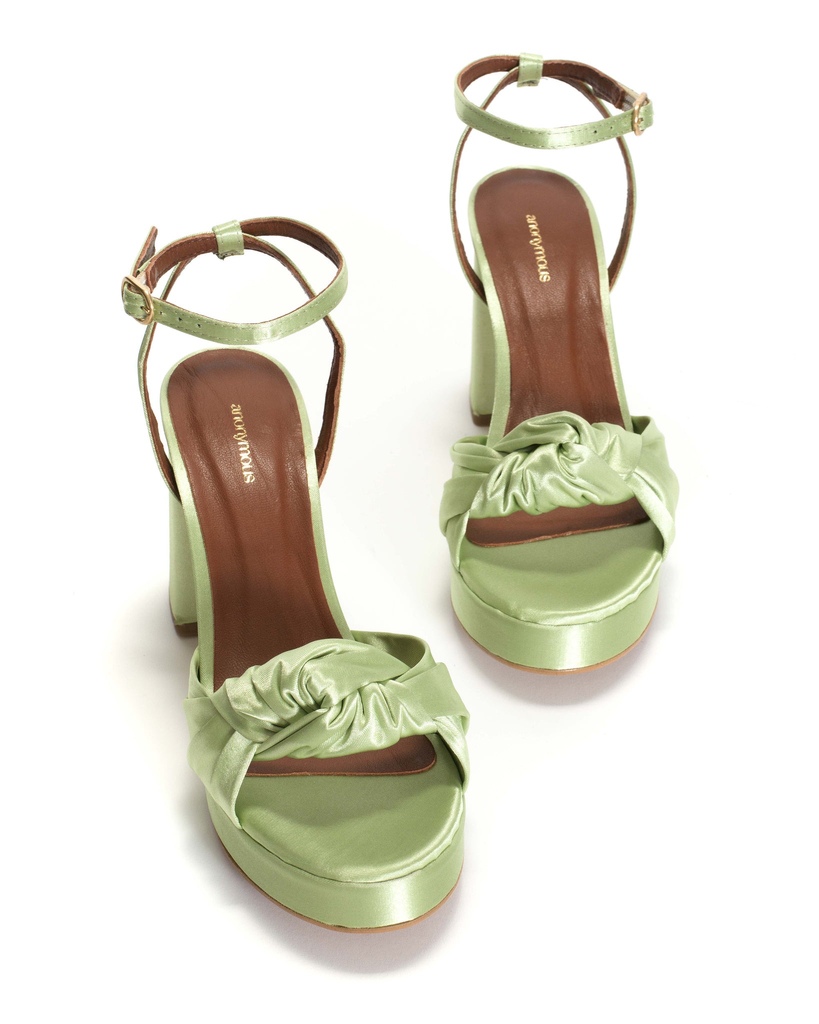 Aliza 85 platform Antique satin Peppermint lime - Anonymous Copenhagen