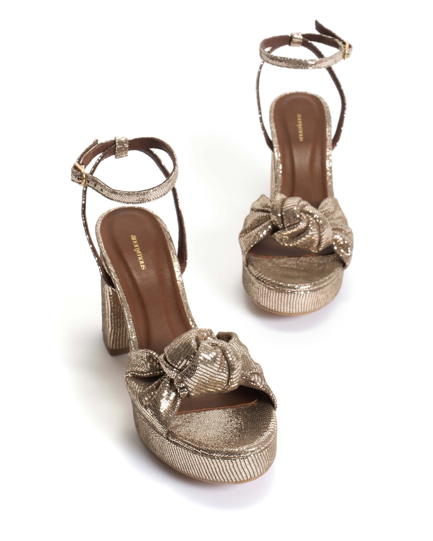 Aliza 85 platform Lizard metallic goat Vintage champagne - Anonymous Copenhagen