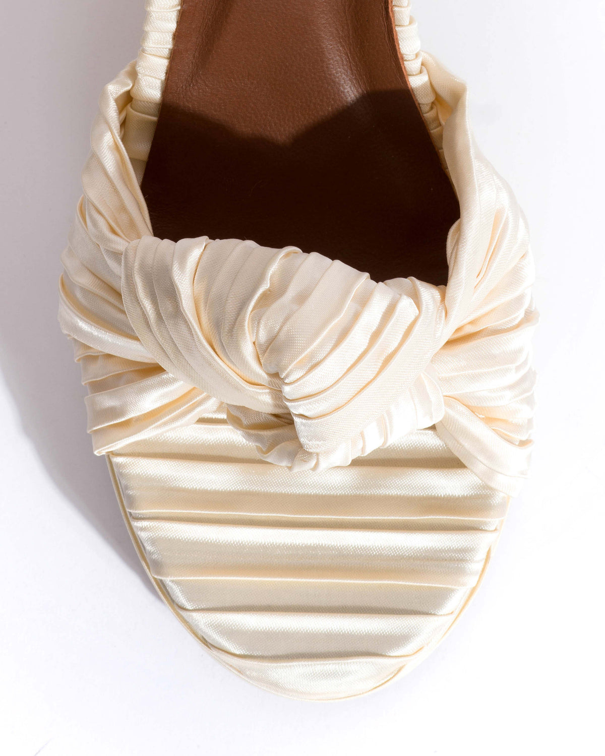 Aliza 85 platform Pleated satin Creamy white