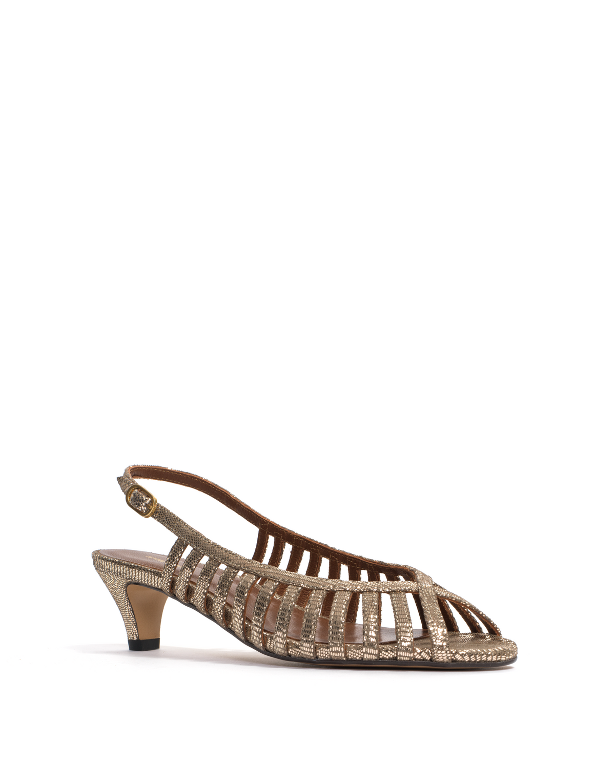 Carminho 40 stiletto Lizard metallic goat Vintage champagne