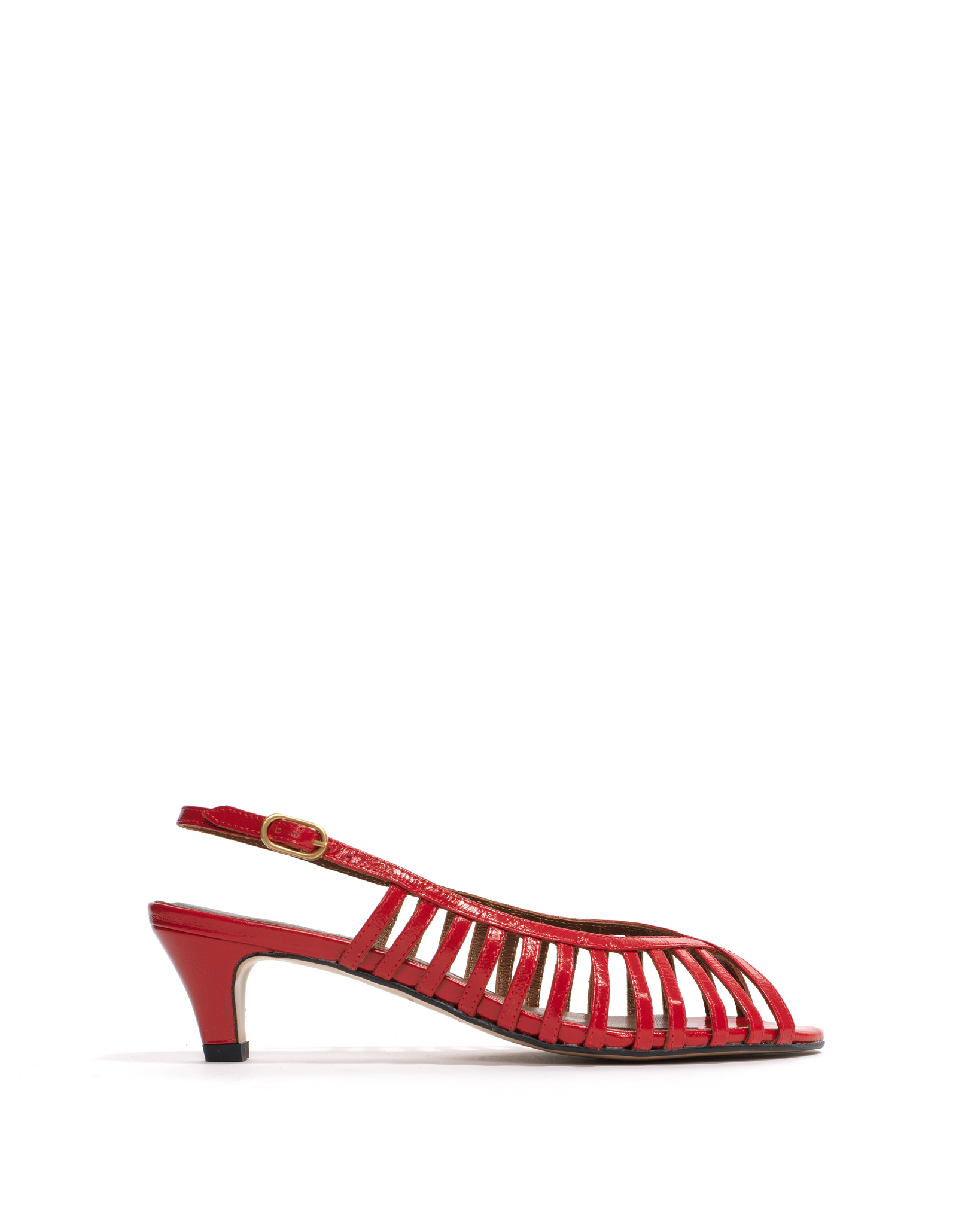 Carminho 40 stiletto Crinkled polished goat Ruby red - Anonymous Copenhagen