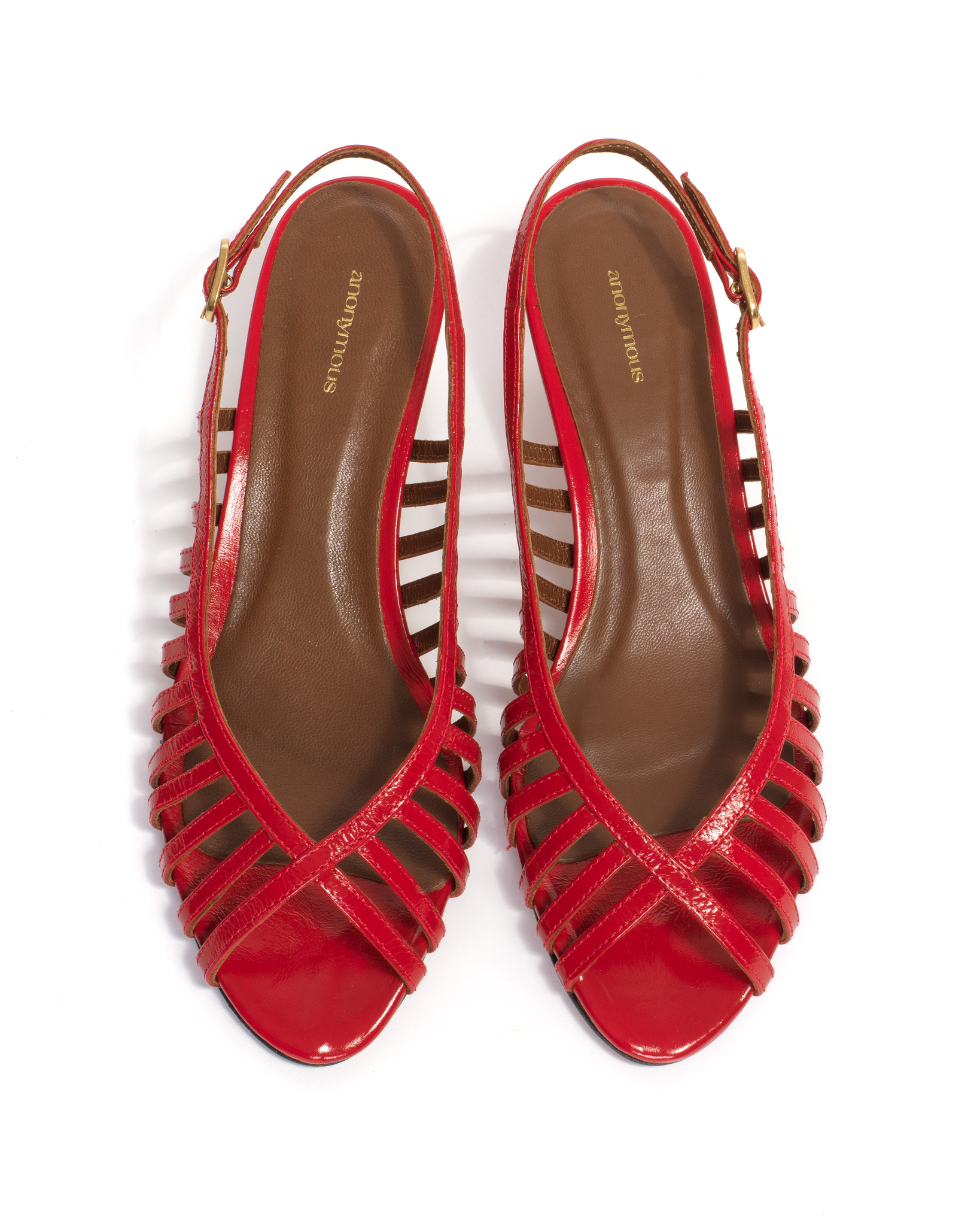 Carminho 40 stiletto Crinkled polished goat Ruby red - Anonymous Copenhagen