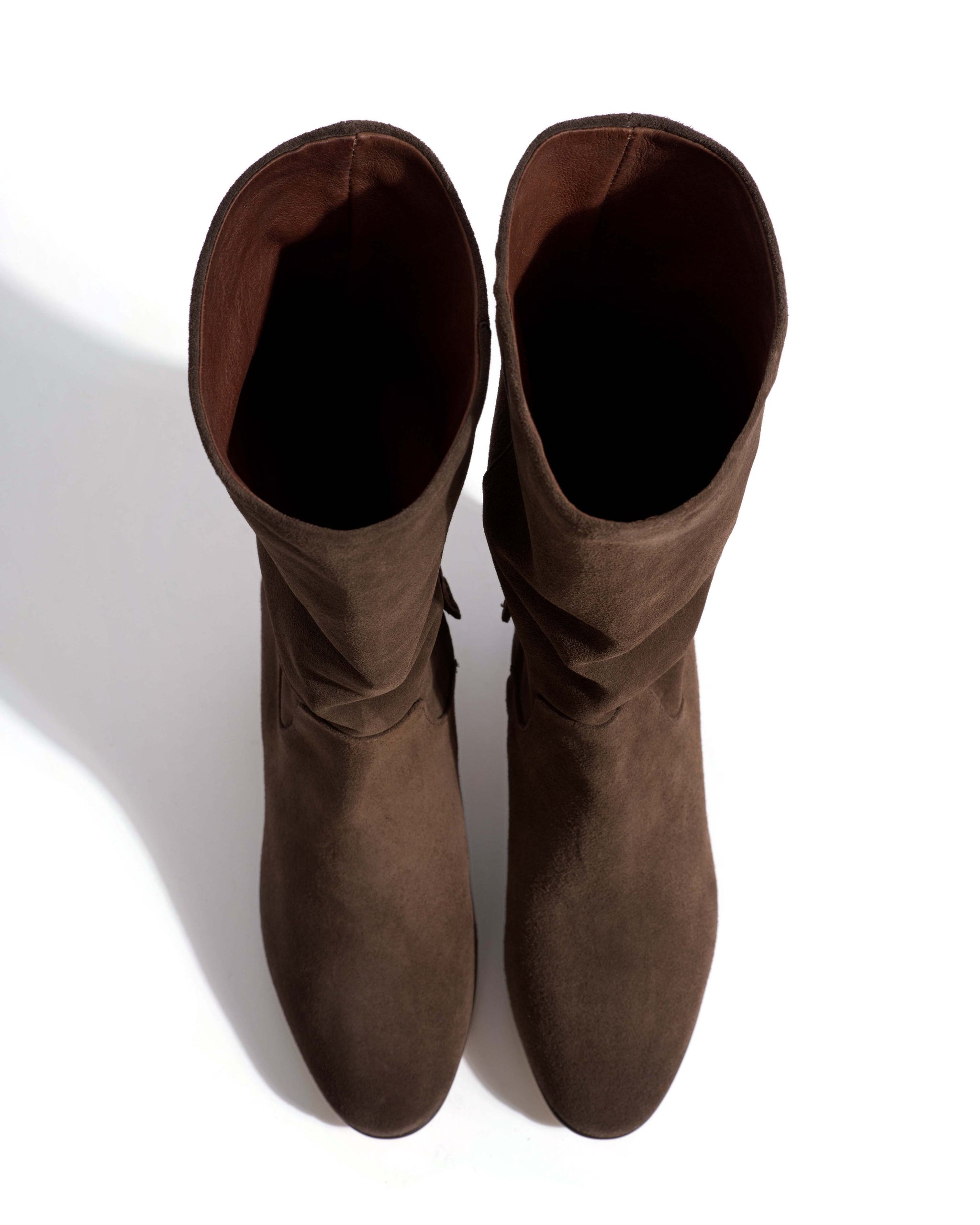 Cacha 55 stacked Calf suede Coffee brown
