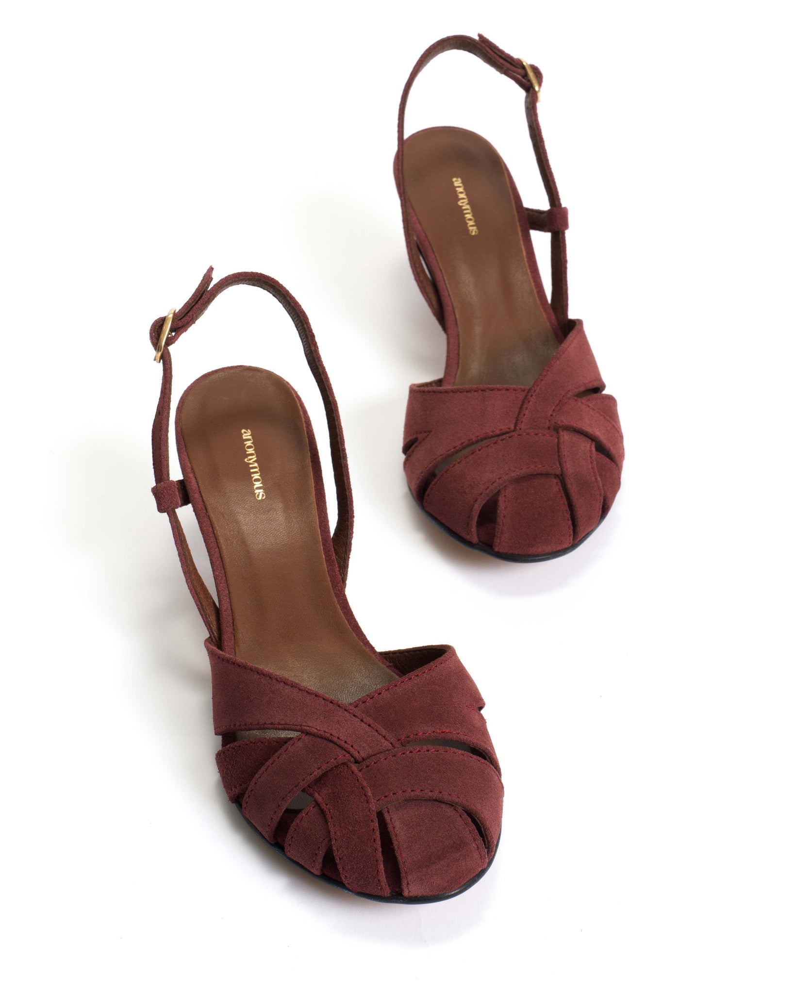 Banie 50 stiletto Calf suede Pomegranate - Anonymous Copenhagen