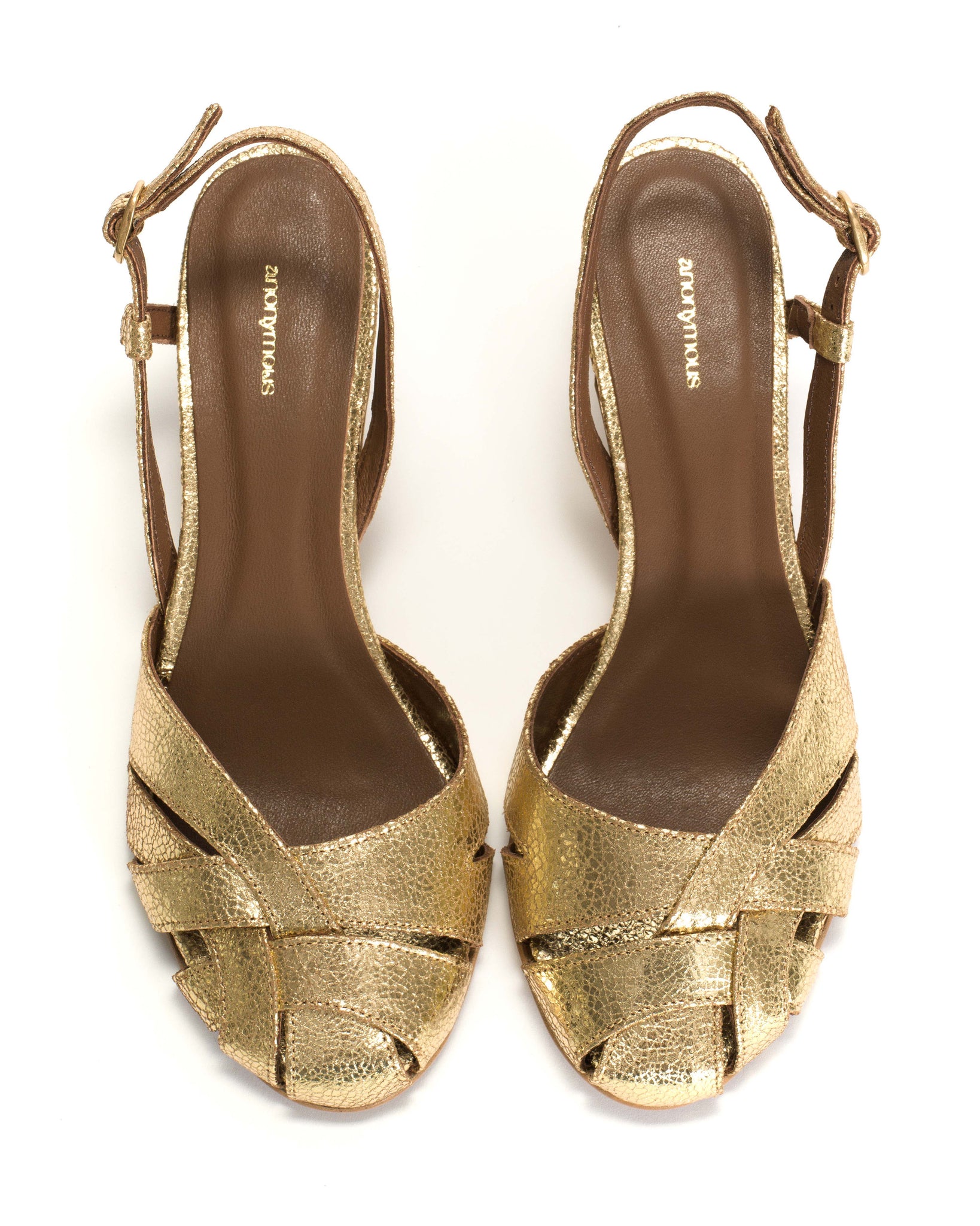 Banie 50 stiletto Crackled metallic goat Gold - Anonymous Copenhagen