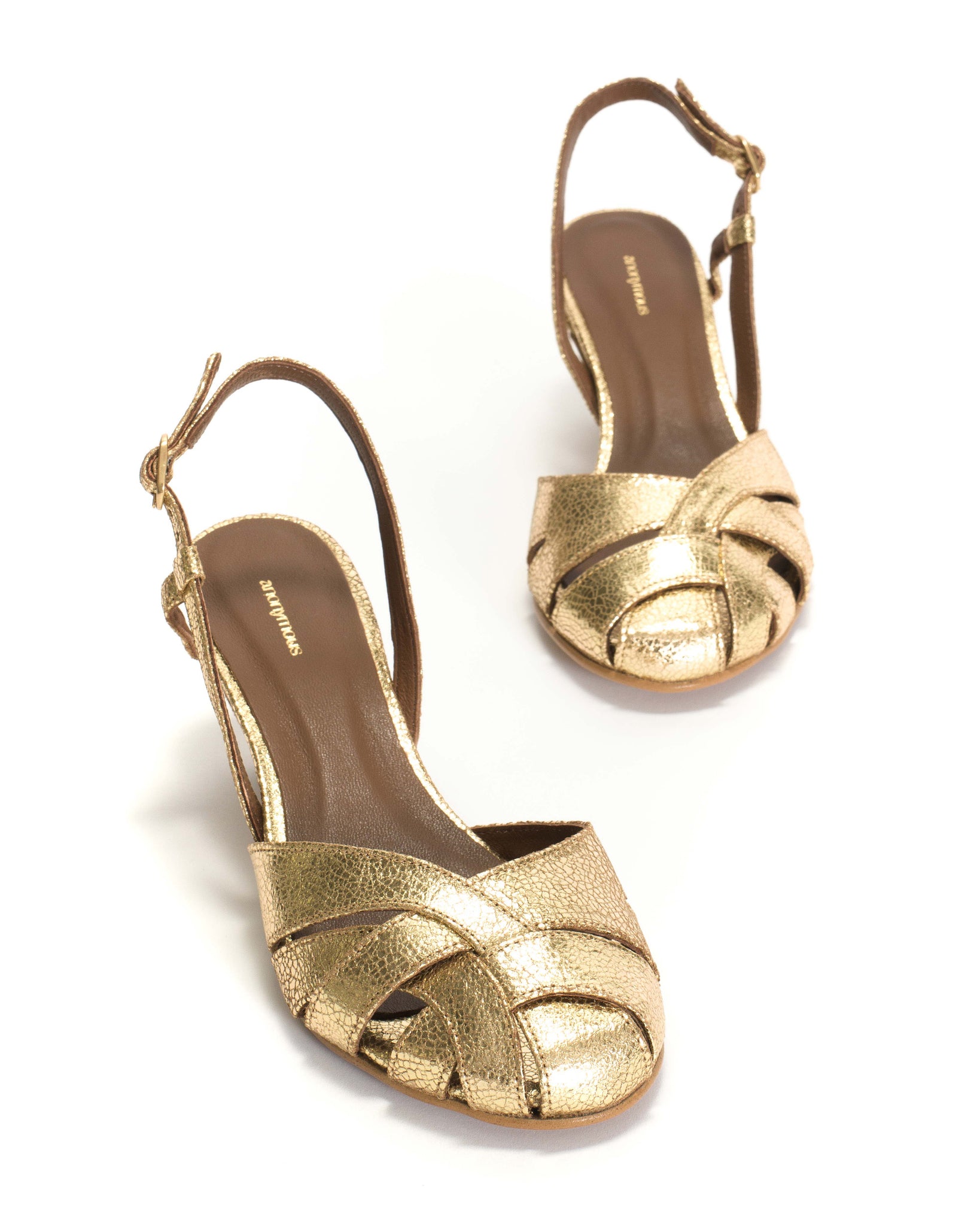 Banie 50 stiletto Crackled metallic goat Gold - Anonymous Copenhagen