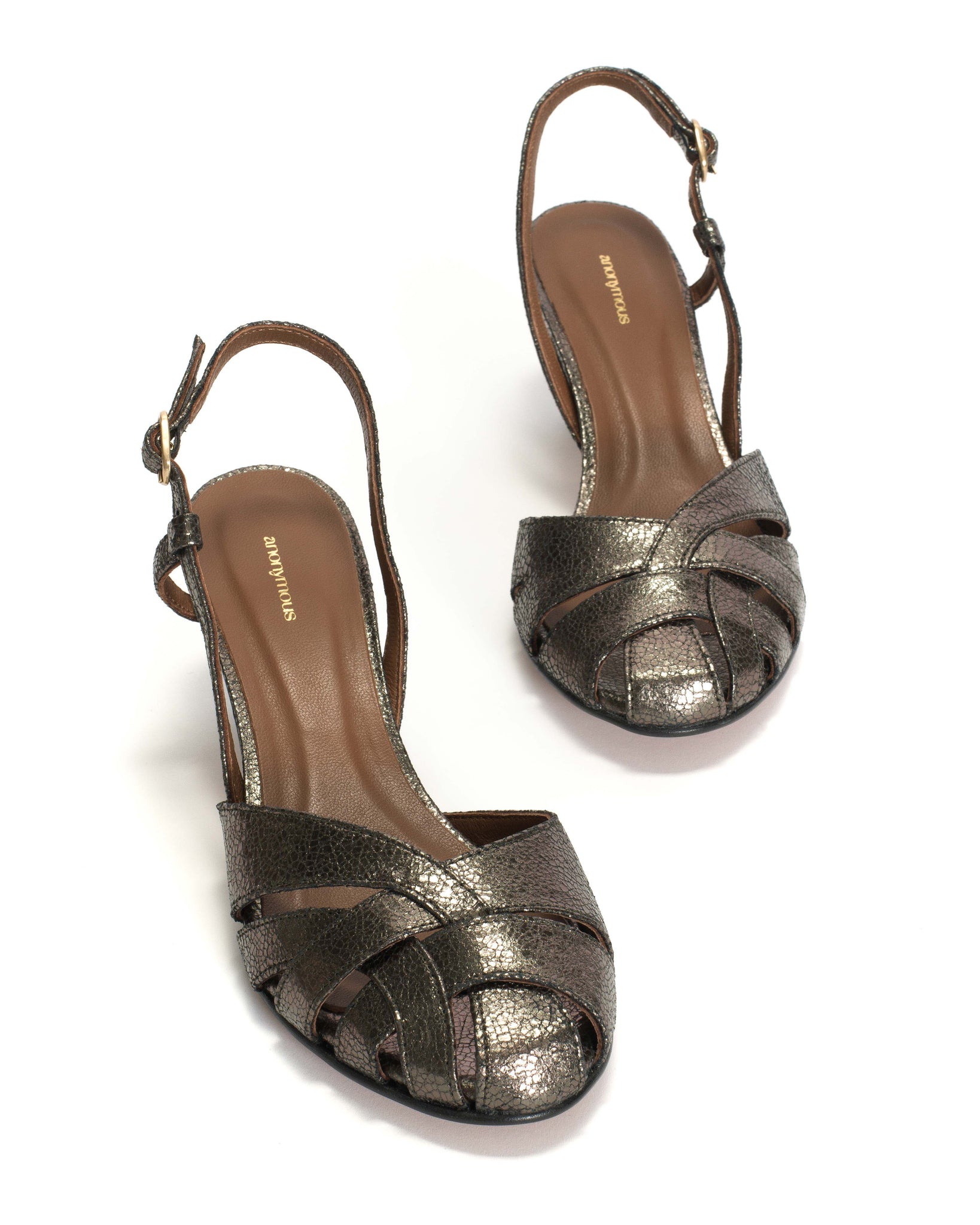 Banie 50 stiletto Crackled metallic goat Platinum - Anonymous Copenhagen