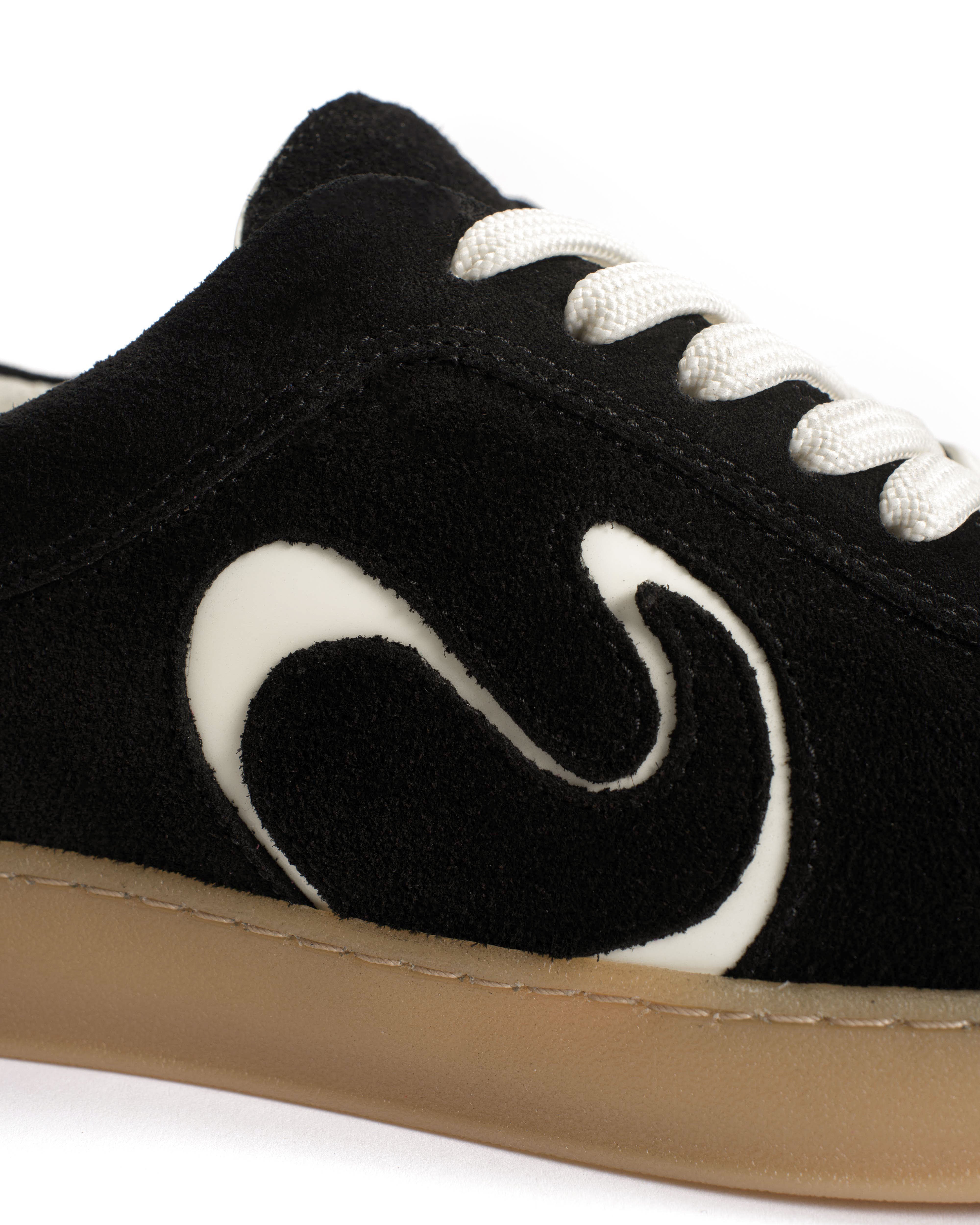 Blaire Calf suede & polished soft calf Black & white sand