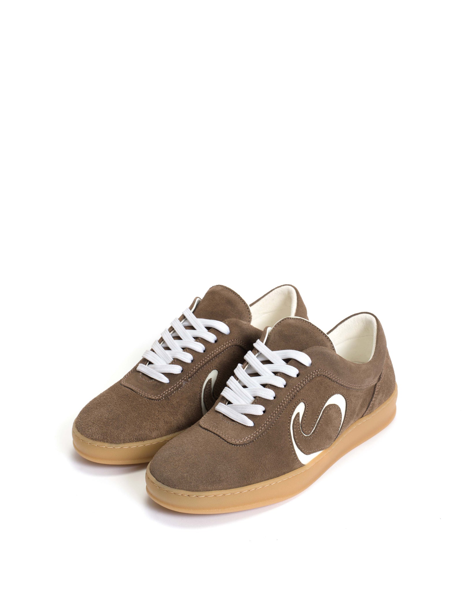 Blaire Calf suede & polished soft calf Dark taupe & white sand - Anonymous Copenhagen