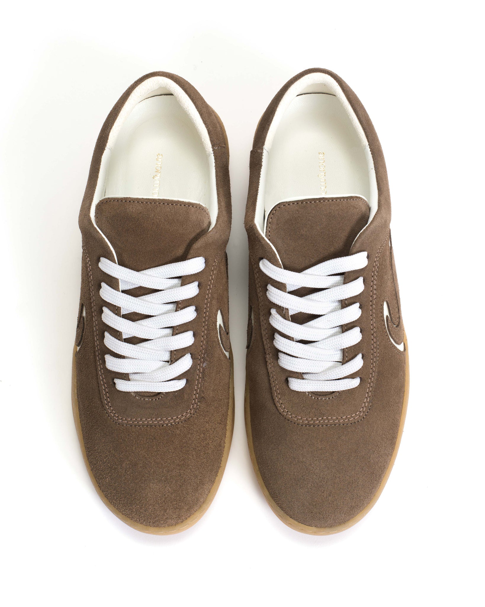 Blaire Calf suede & polished soft calf Dark taupe & white sand - Anonymous Copenhagen