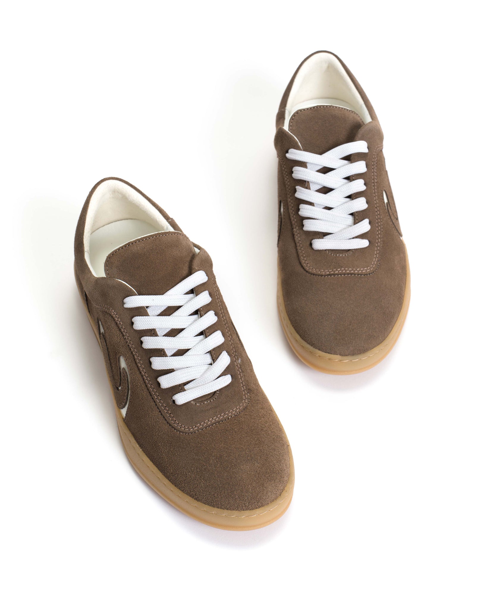 Blaire Calf suede & polished soft calf Dark taupe & white sand - Anonymous Copenhagen