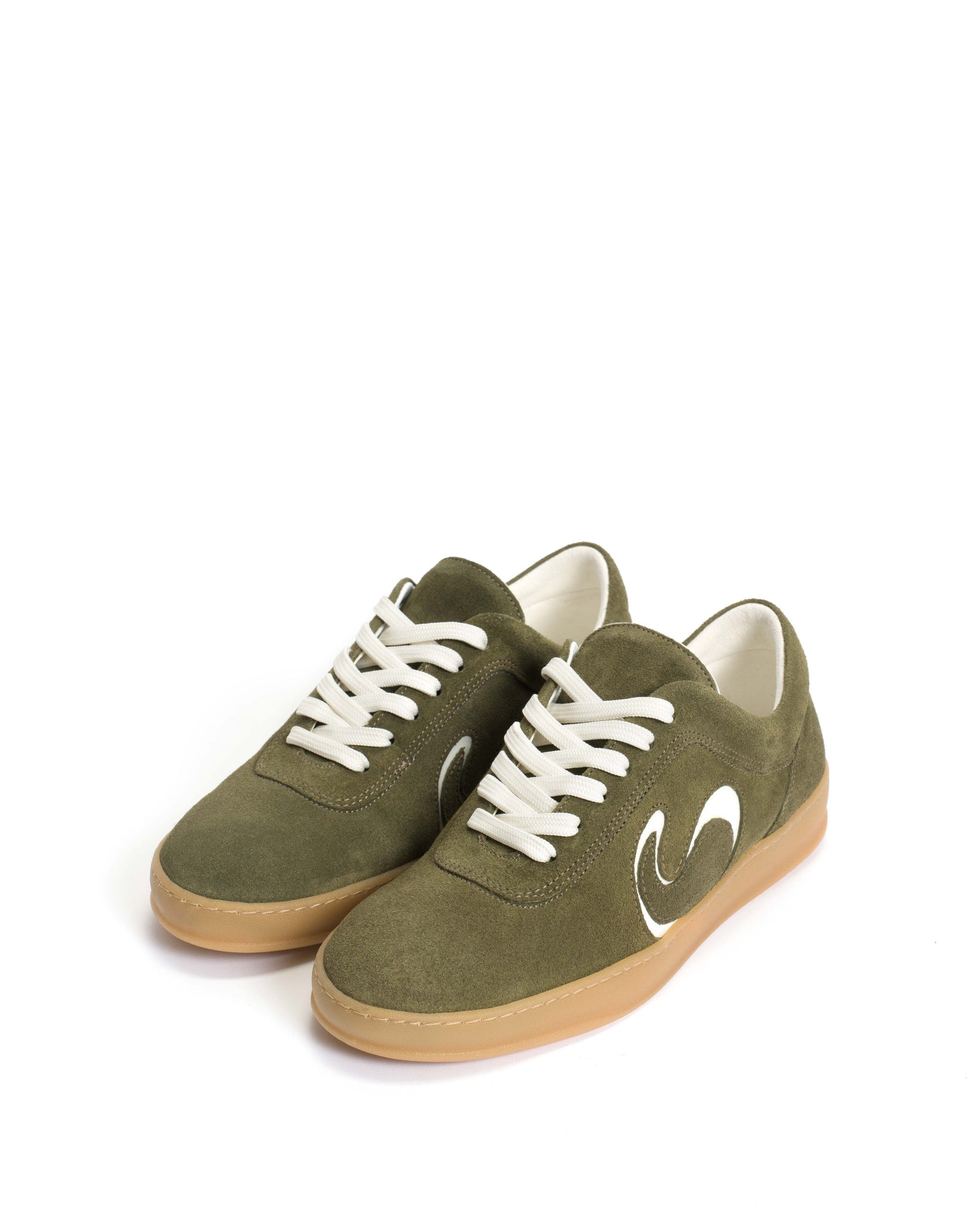 Blaire Calf suede & polished soft calf Olive green & white sand - Anonymous Copenhagen