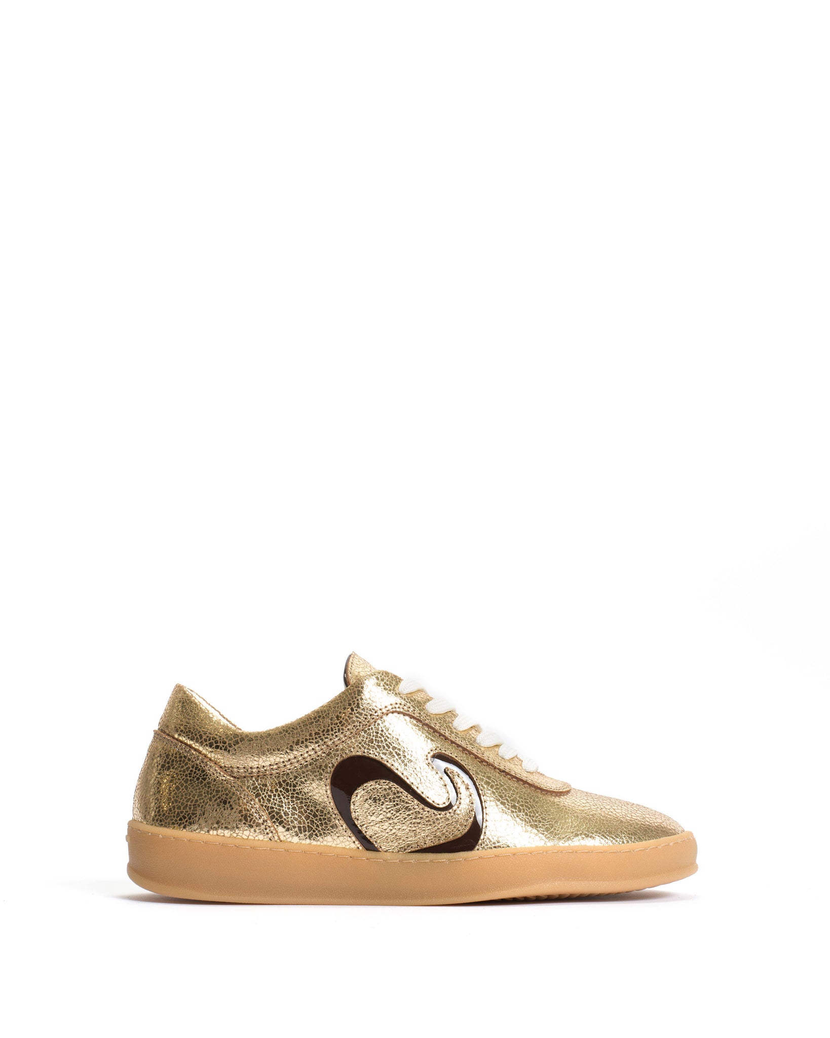 Blaire Crackled metallic goat & polished shiny lamb Gold & chocolate - Anonymous Copenhagen