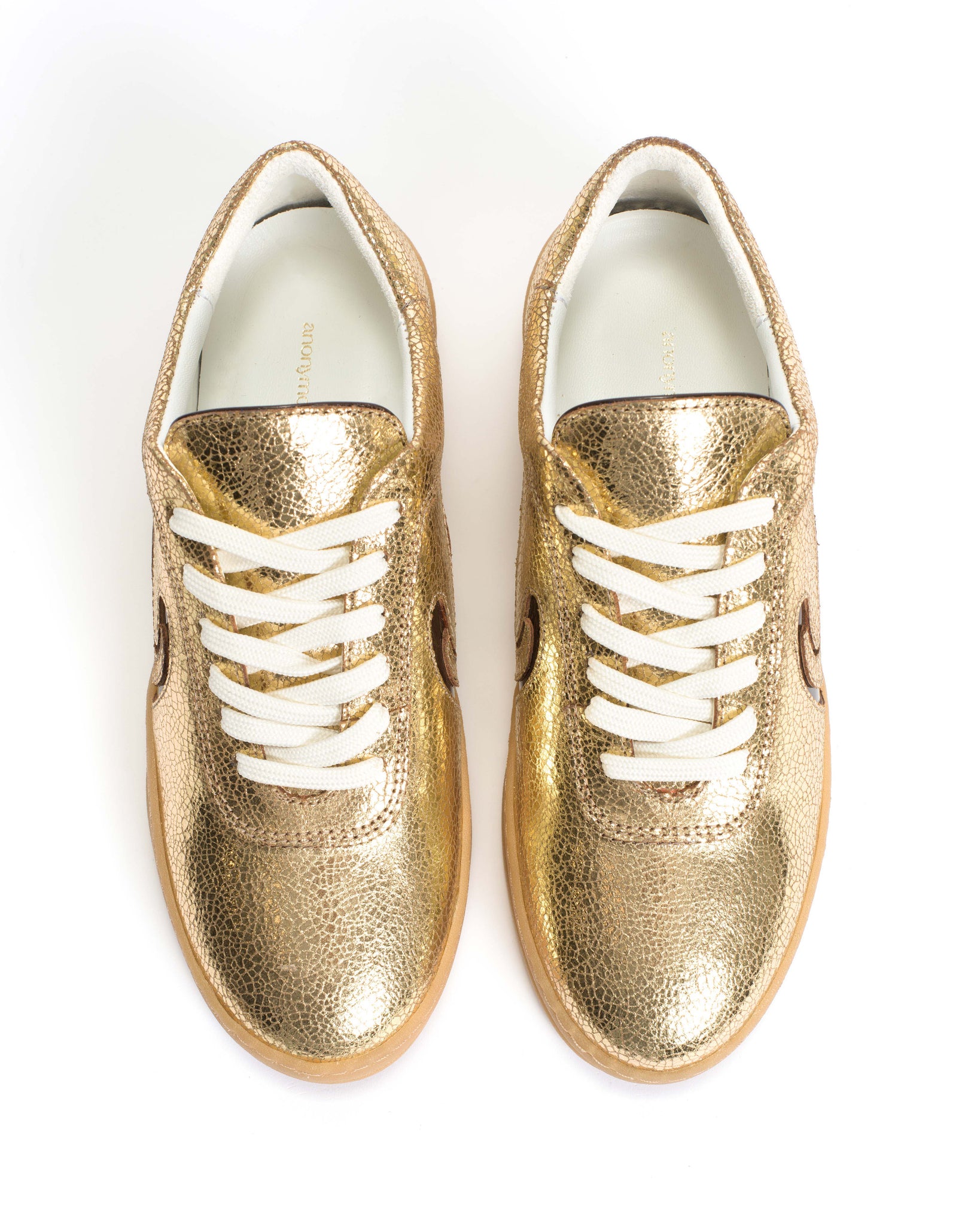 Blaire Crackled metallic goat & polished shiny lamb Gold & chocolate - Anonymous Copenhagen