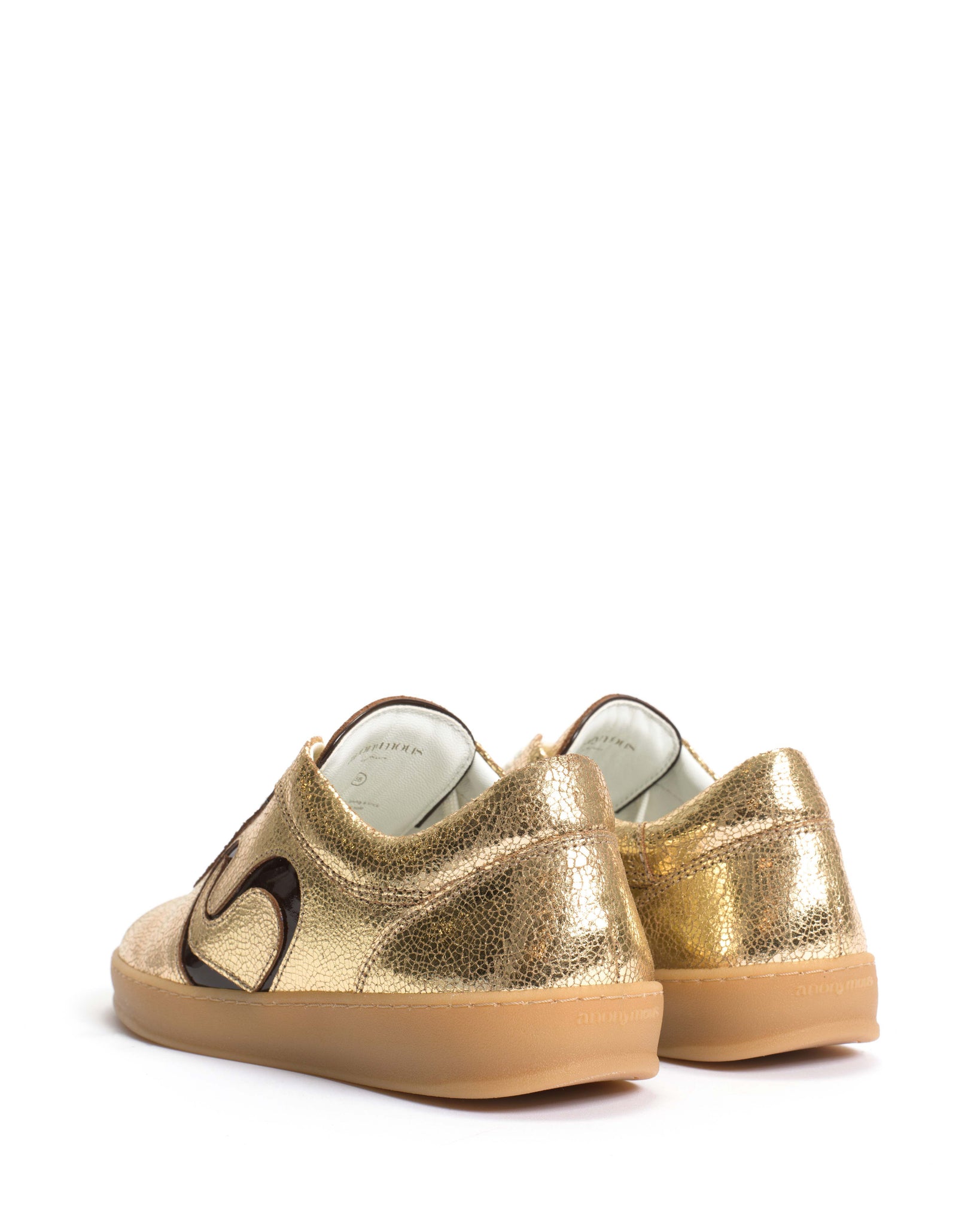 Blaire Crackled metallic goat & polished shiny lamb Gold & chocolate - Anonymous Copenhagen