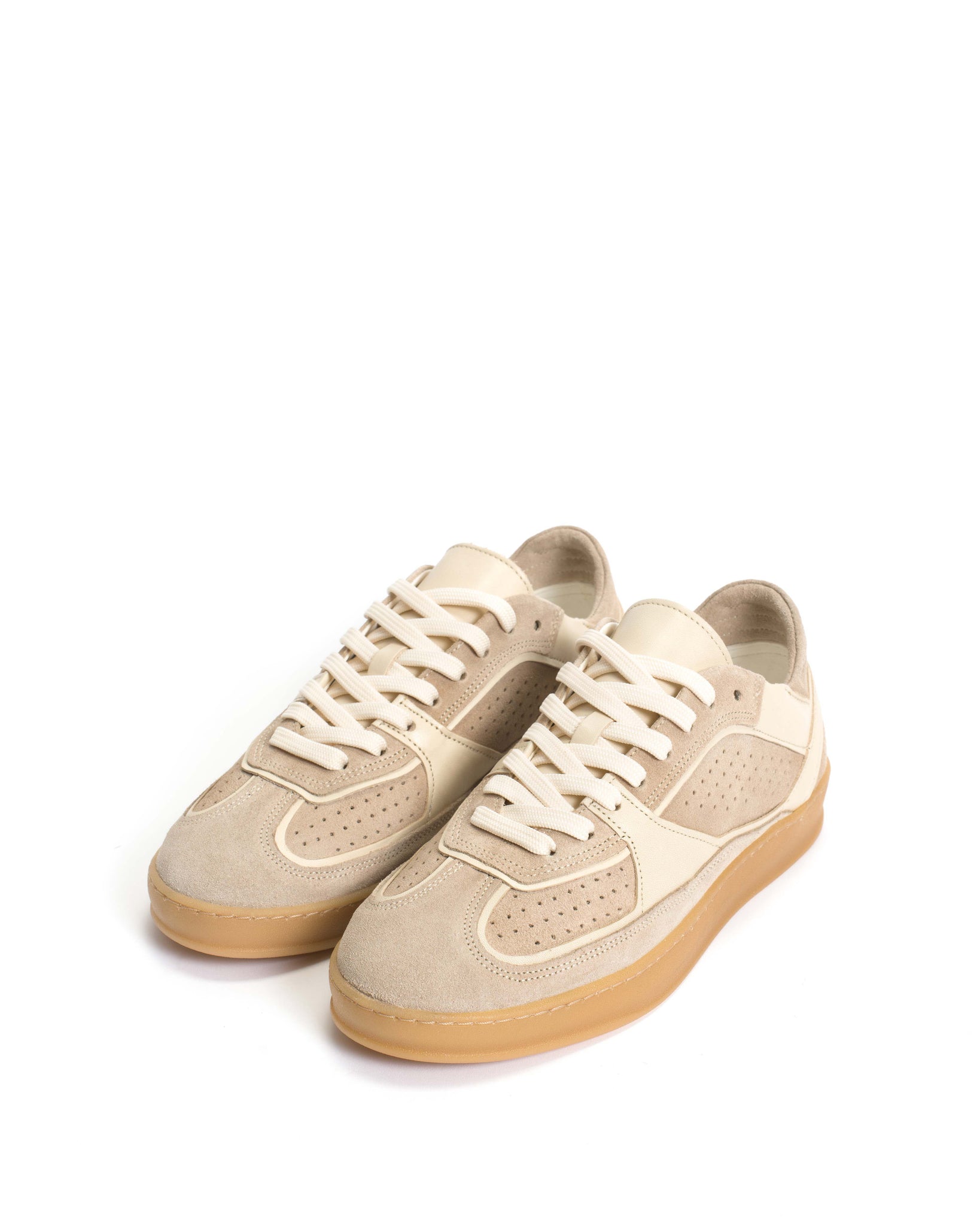 Dabbie Calf suede & soft calf dual & tri color White sand - Anonymous Copenhagen