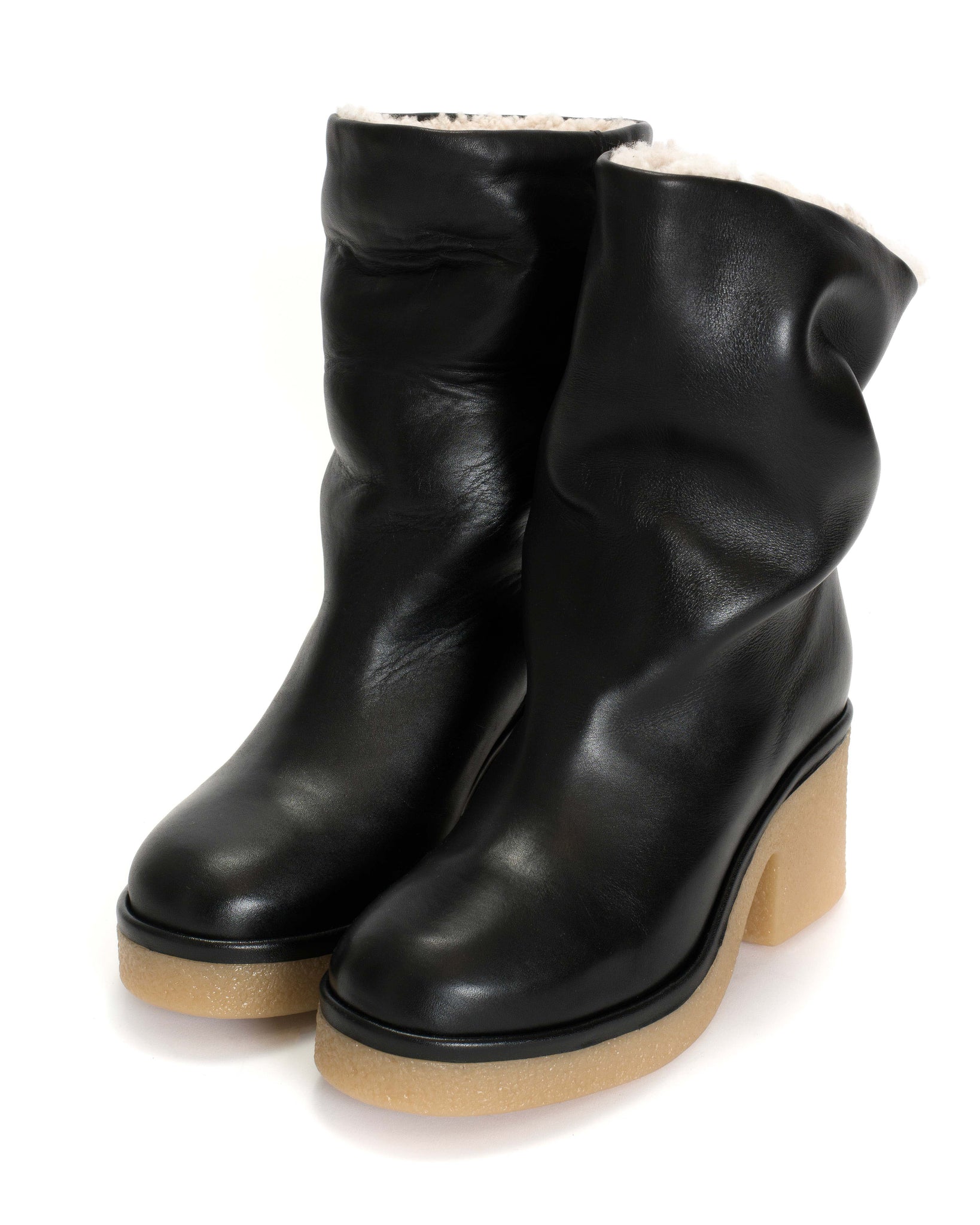 Dolly platform shearling Soft calf Black - Anonymous Copenhagen