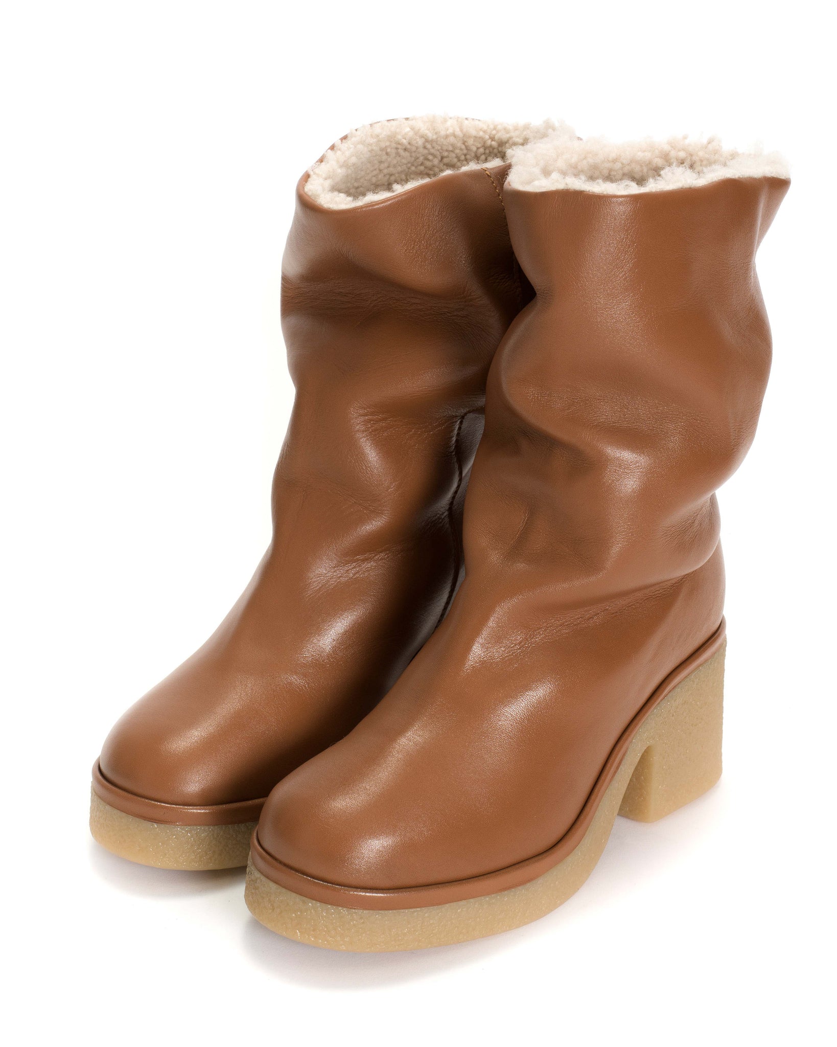 Dolly platform shearling Soft calf Camel - Anonymous Copenhagen