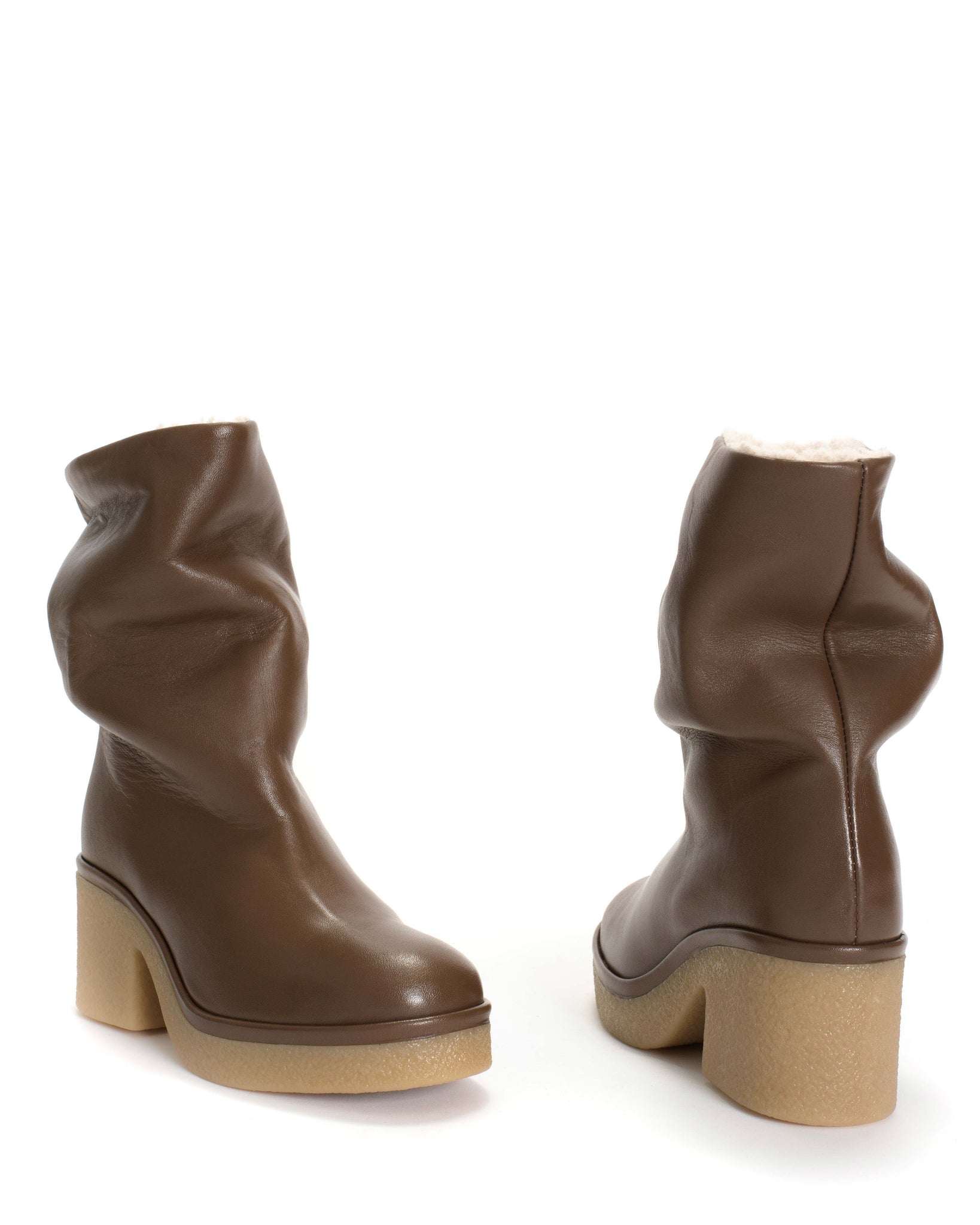 Dolly platform shearling Soft calf Dark taupe - Anonymous Copenhagen