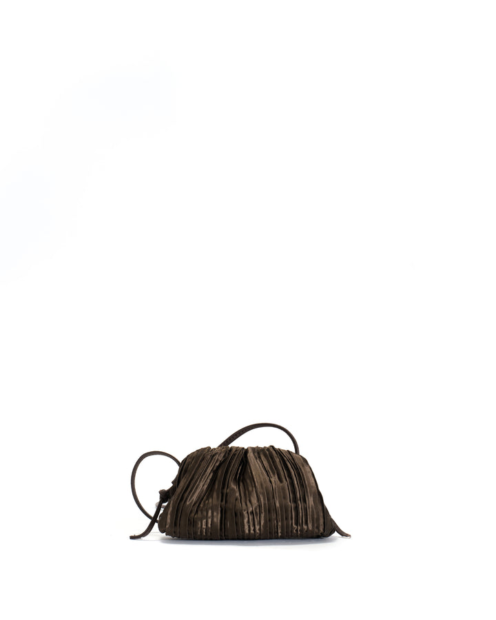 anonymous copenhagen Enuice petite purse Pleated satin Espresso brown