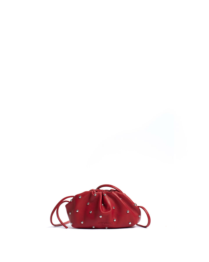 anonymous copenhagen Enuice petite purse Stud-embellished silky lamb Ruby red silver