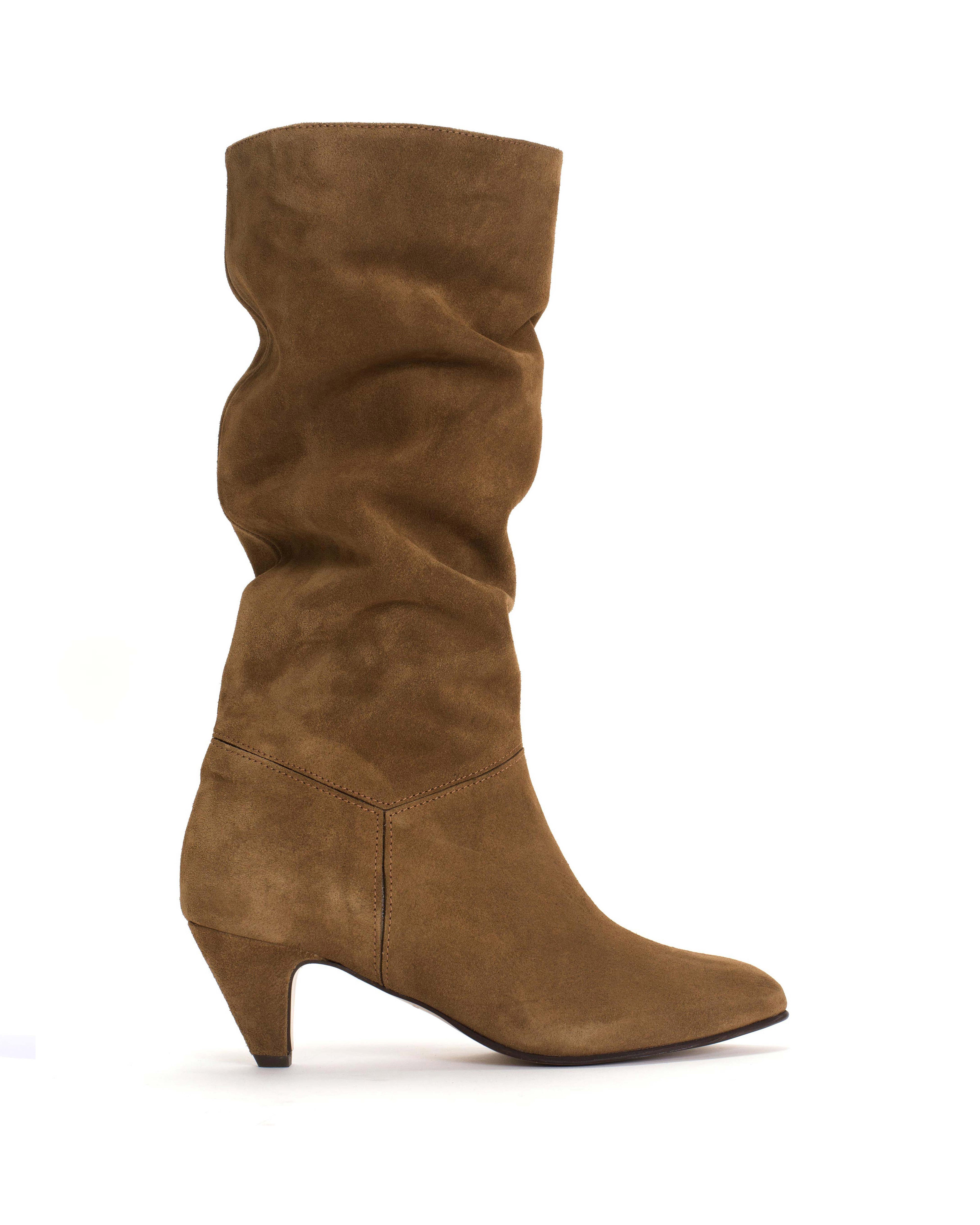 Jasmina 50 stiletto Calf suede & sleek leather Cinnamon & dark