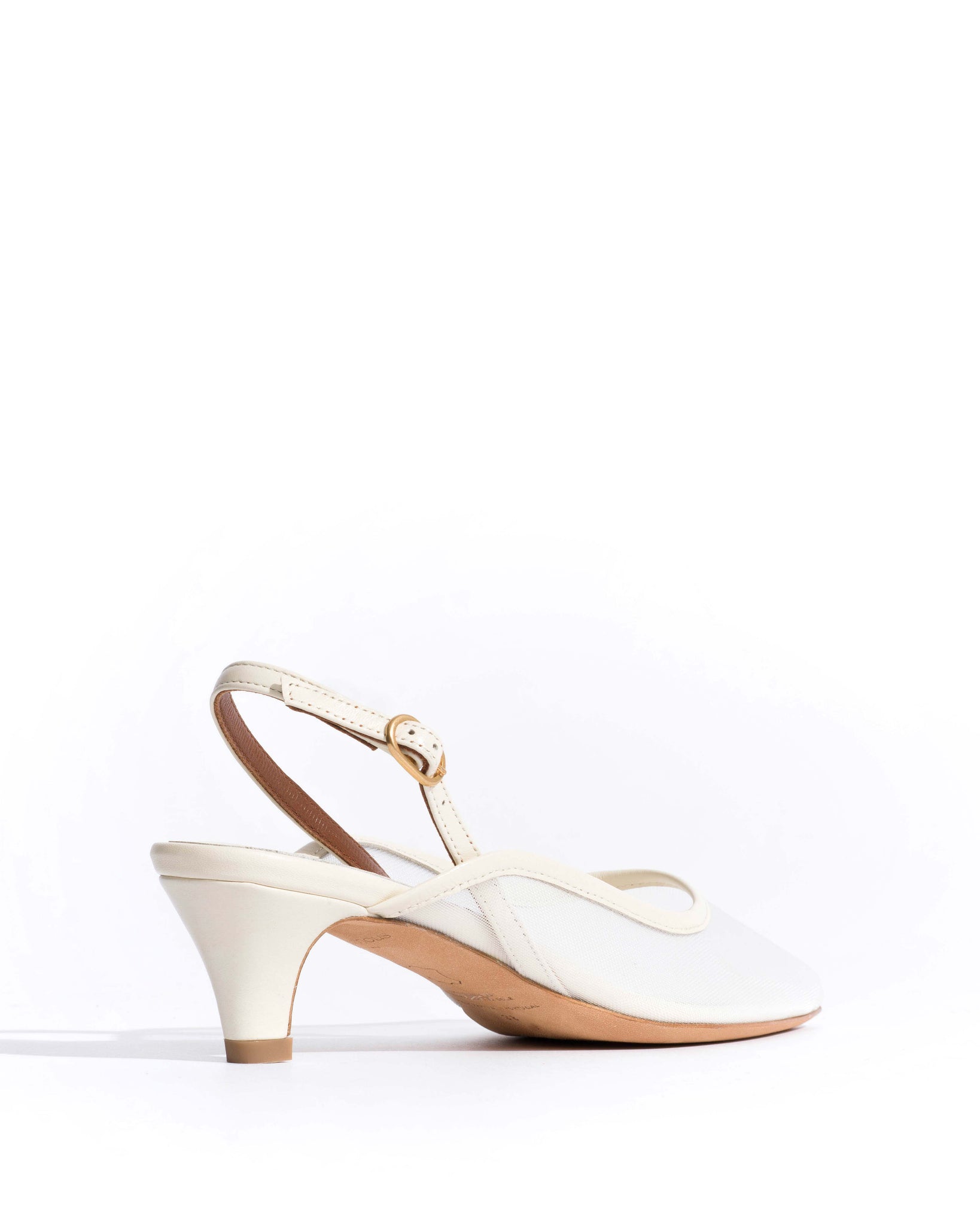 Fanny 40 stiletto mesh Shiny lamb & mesh White sand