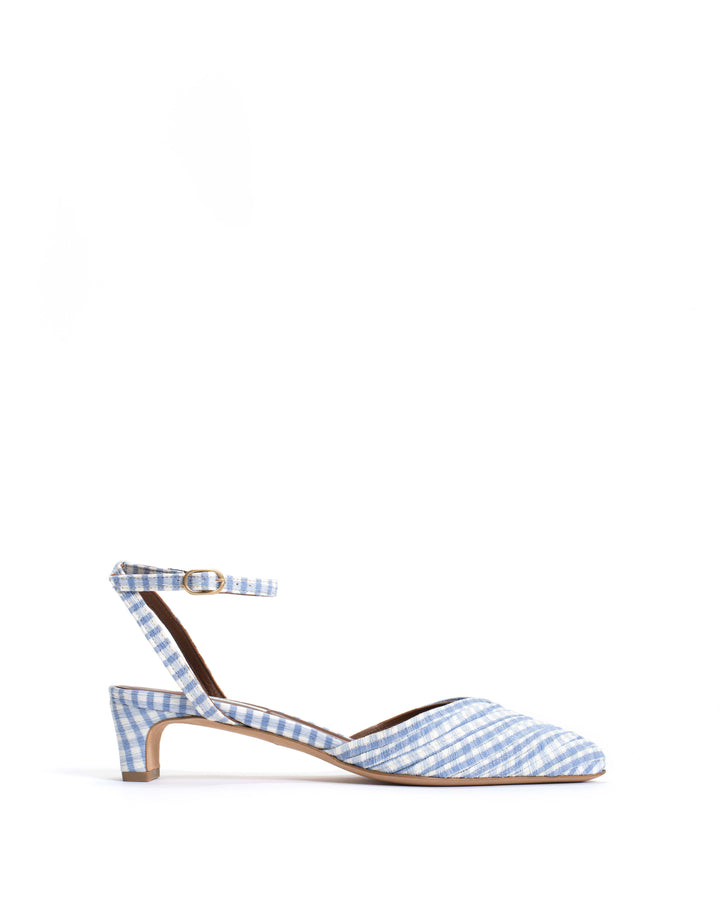 anonymous copenhagen Givia 40 Pleated gingham Bubble blue