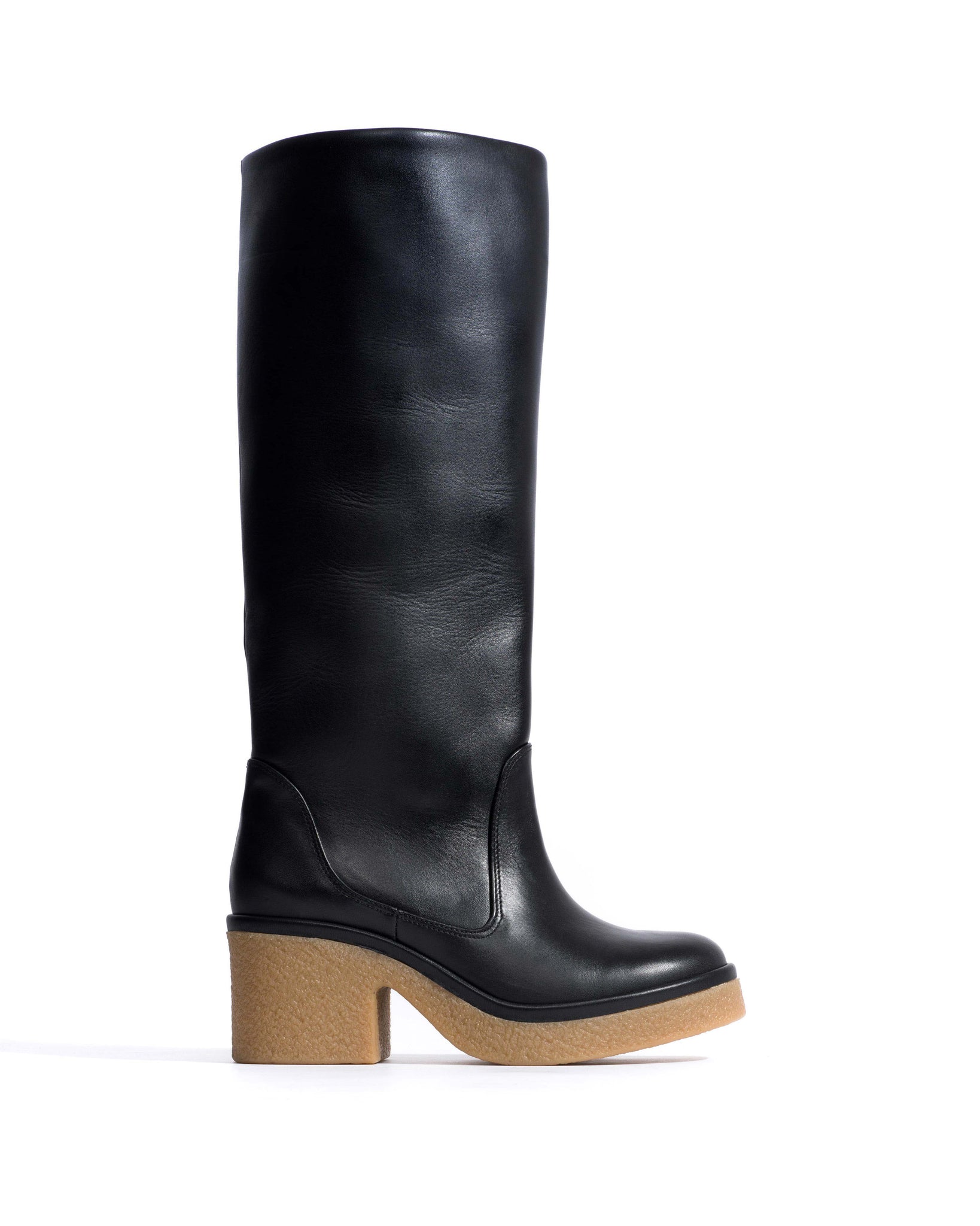 Valle 65 platform Soft calf & sole Black & natural