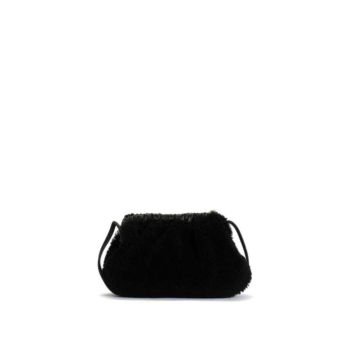 Hally petite cloud bag Lamb shearling & shiny lamb Black