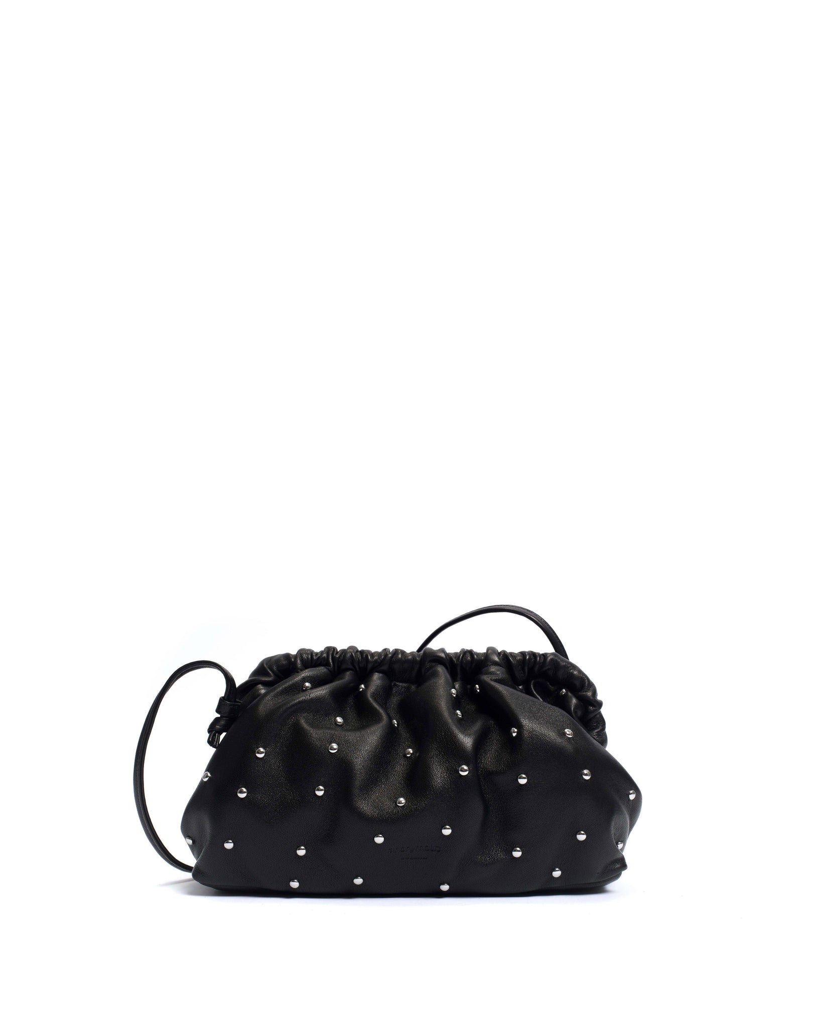 Hally grand cloud bag Stud-embellished shiny lamb Black silver - Anonymous Copenhagen