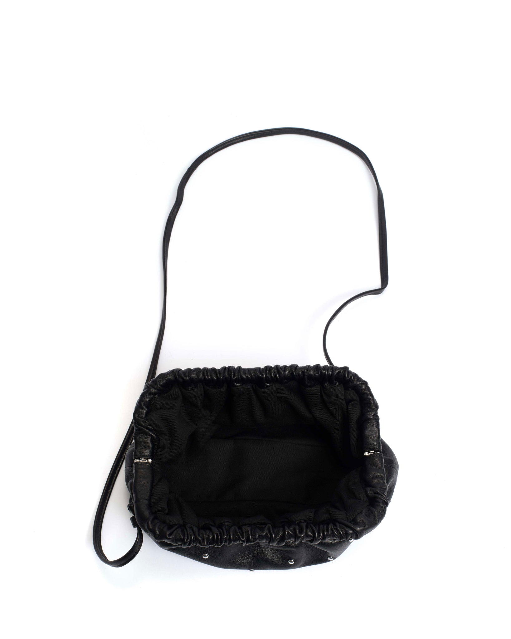 Hally grand cloud bag Stud-embellished shiny lamb Black silver - Anonymous Copenhagen